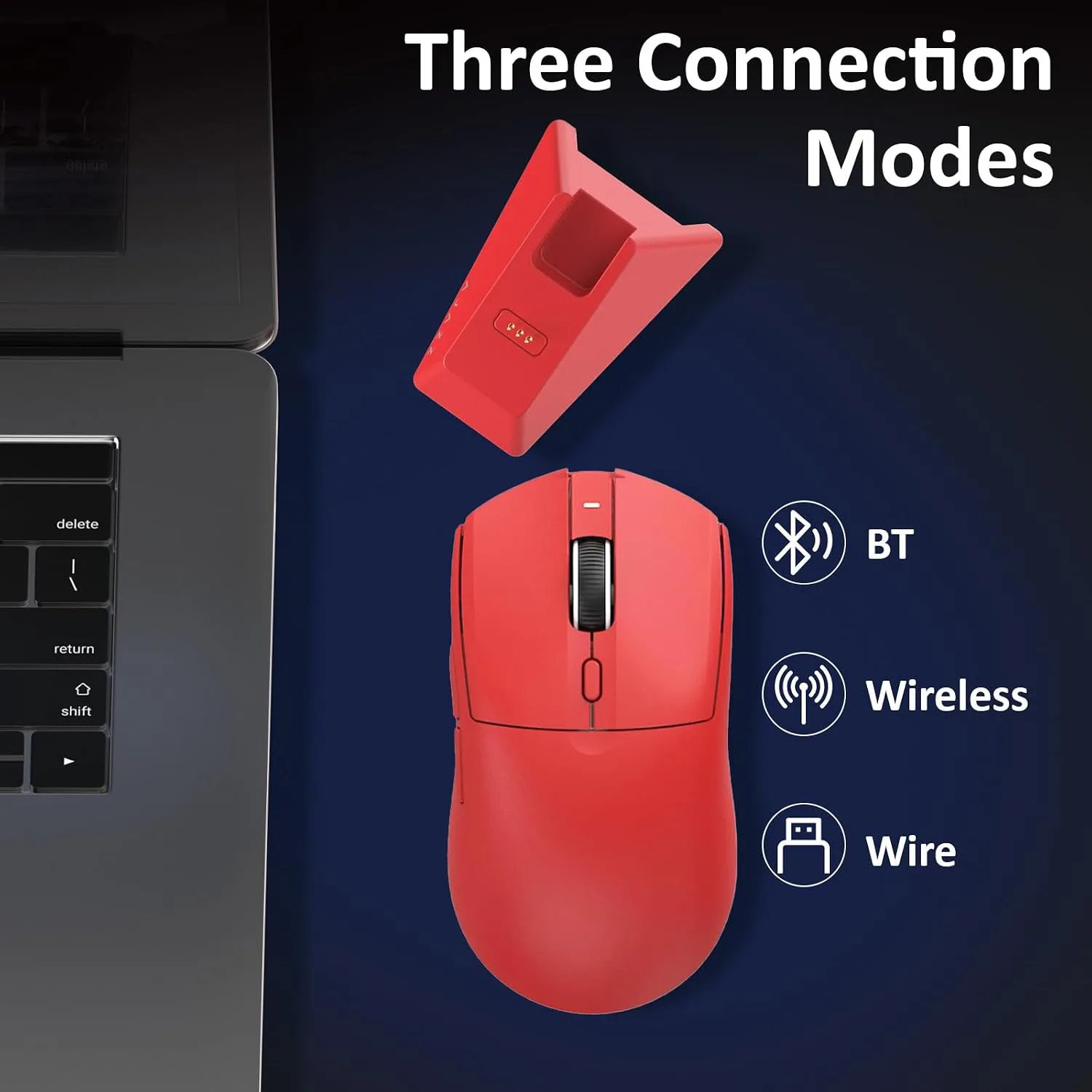 AJ139 V2 MC Wireless Gaming Mouse 2.4G Wired/Bluetooth | RGB Magnetic Charging Dock | Lightweight Design | 24000DPI | 500mAh Battery | PAW3311 Sensor | 5 Programmable Buttons, Compatible with PC/Mac