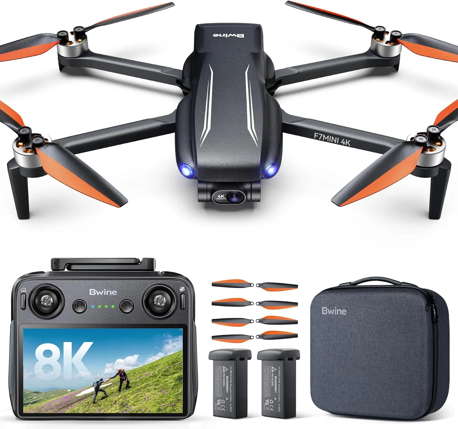 Bwine F7MINI 8K Photo 5.5" 1080P RC Screen Drones with Camera for Adults