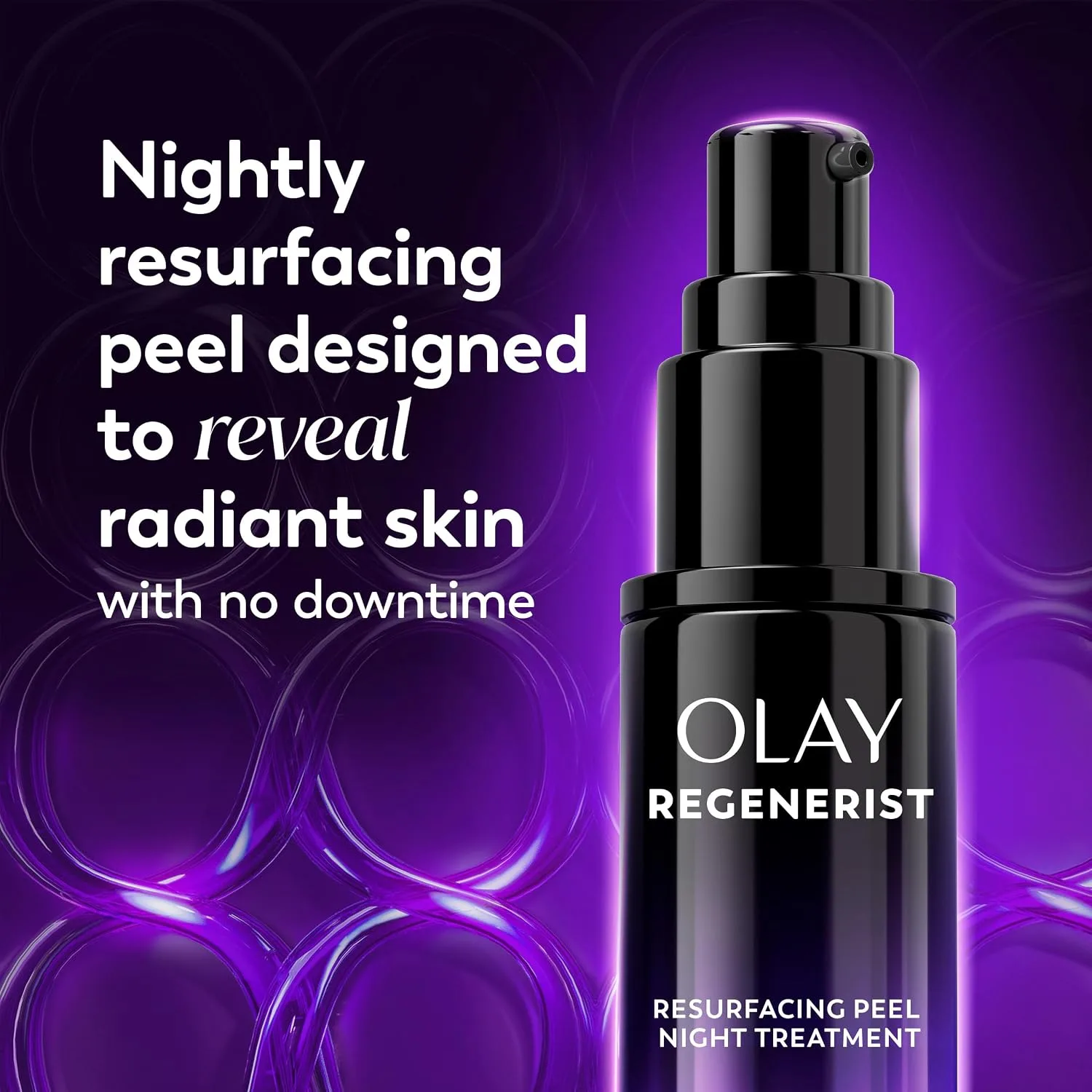 Olay Regenerist Chemical Peel for Face, Overnight Face Peel Mask, Anti-Aging Skin Care, Night Serum, For Fine Lines & Dark Spots, Fragrance-Free, Hexa-Repair Peptide & Lactic Acid, 1.0oz