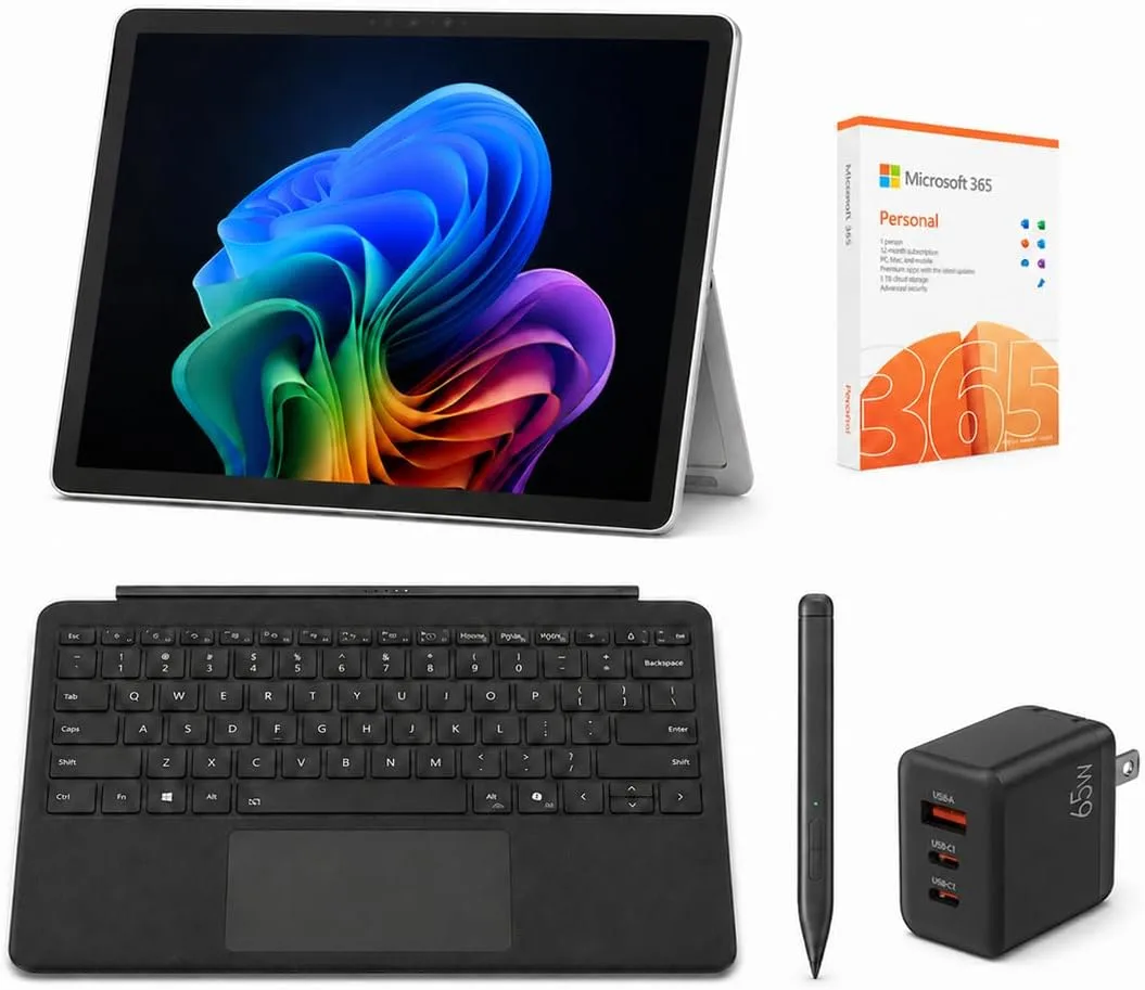 Microsoft Surface Pro 12" Copilot+ AI PC, Snapdragon X Plus, 16GB RAM, 256GB Storage, Webcam, 2-in-1 Tablet Laptop w/ Keyboard, Stylus, MS 365, Windows 11 Home (Renewed)