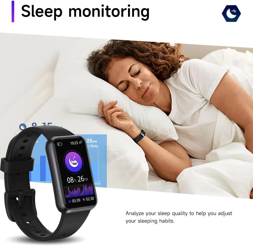 Fitness Trackers,Heart Rate Blood Oxygen Sleep Monitor,1.47‘’ OLED Display,Calorie Pedometer Steps Counter Activity watchs,Smart Band 24/7 Health Monitoring(Black) (DarkBLue)