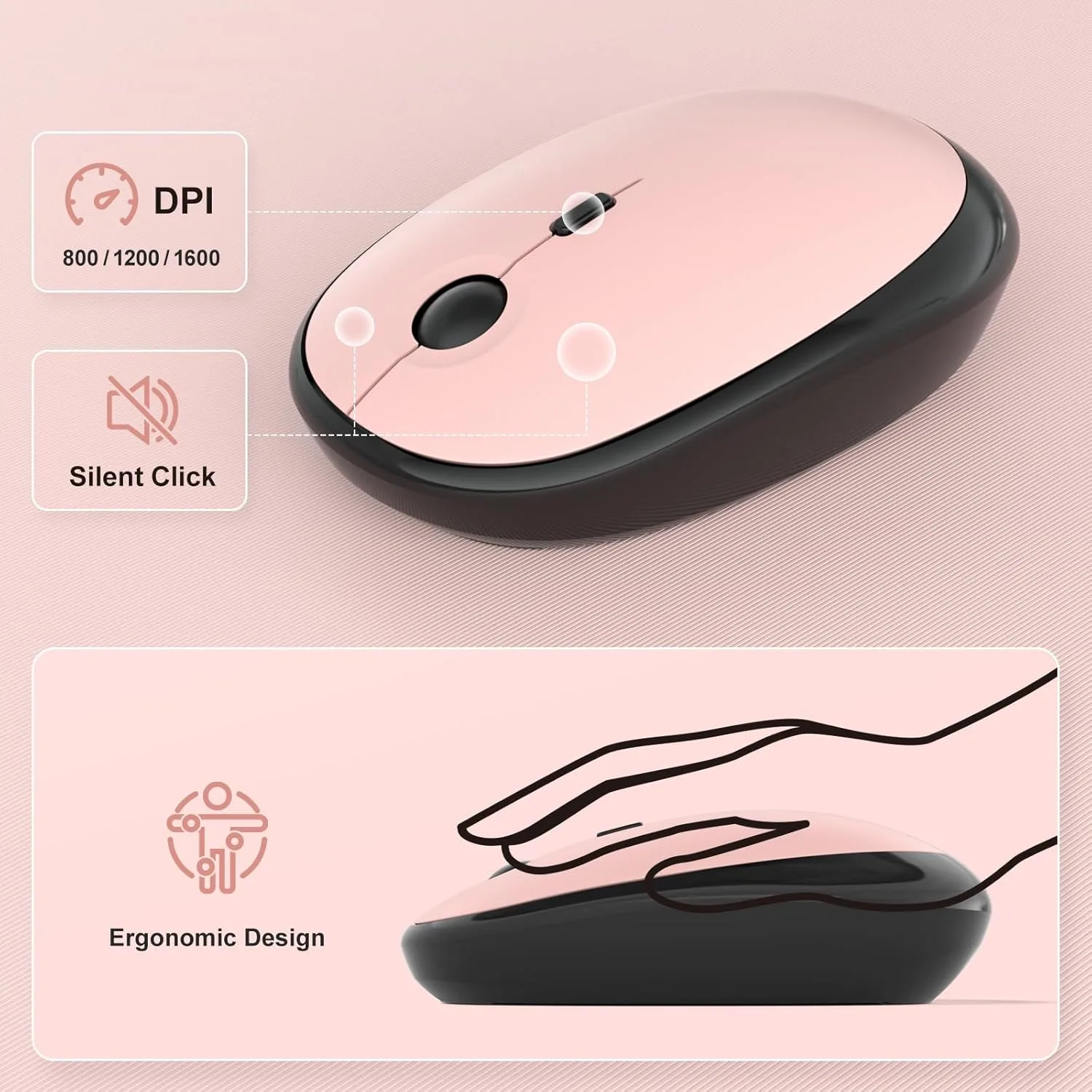 MOFII Wireless Keyboard and Mouse Combo, Full Size 2.4G Retro Round Computer Keyboard and Mouse Set, Plug and Play, for Windows, Computer, Desktop, PC, Notebook - (Lovely BlackBerry Gradient)