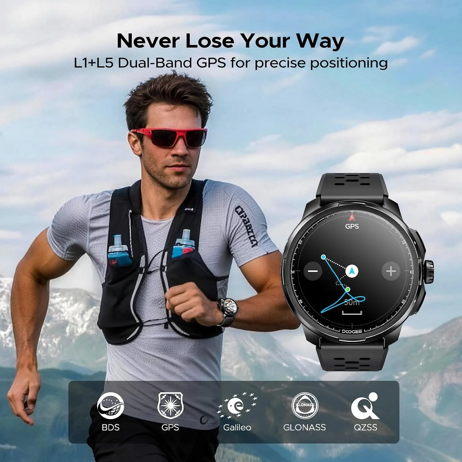 ANYMOVING M1 Smart Watches,Dual-Band GPS & 170+ Sports Modes
