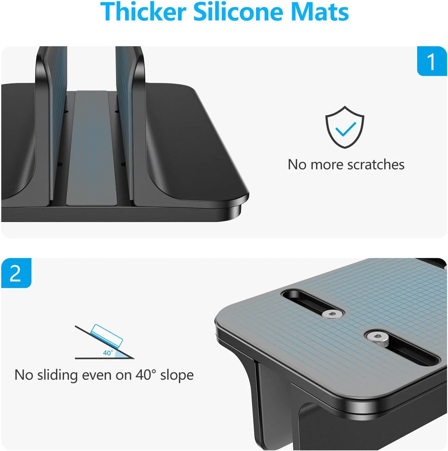 OMOTON Vertical Laptop Stand Holder, Adjustable Dock for MacBook, Black