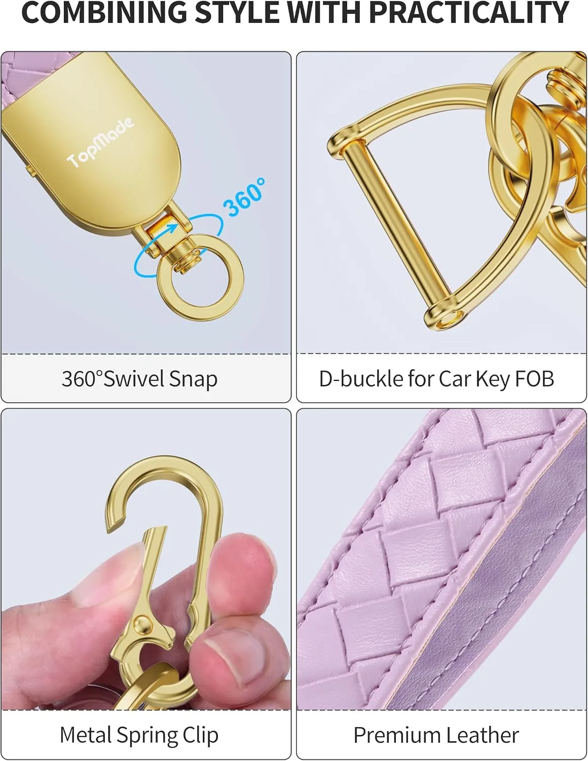 Smart Keychain Tracker (iOS & Android) Car Key Chains Finder, Purple & Gold
