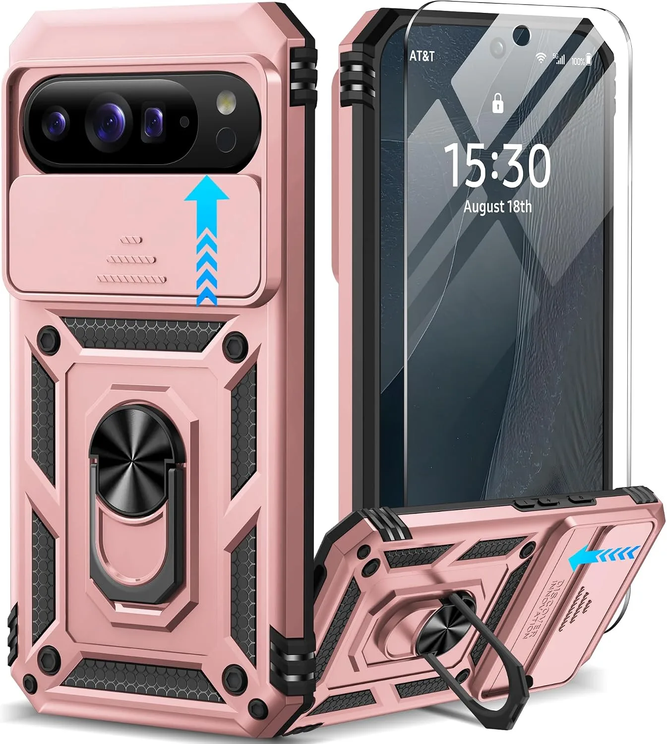Taisairu for Google Pixel 11 Pro XL Case with Screen Protector,Rose Gold