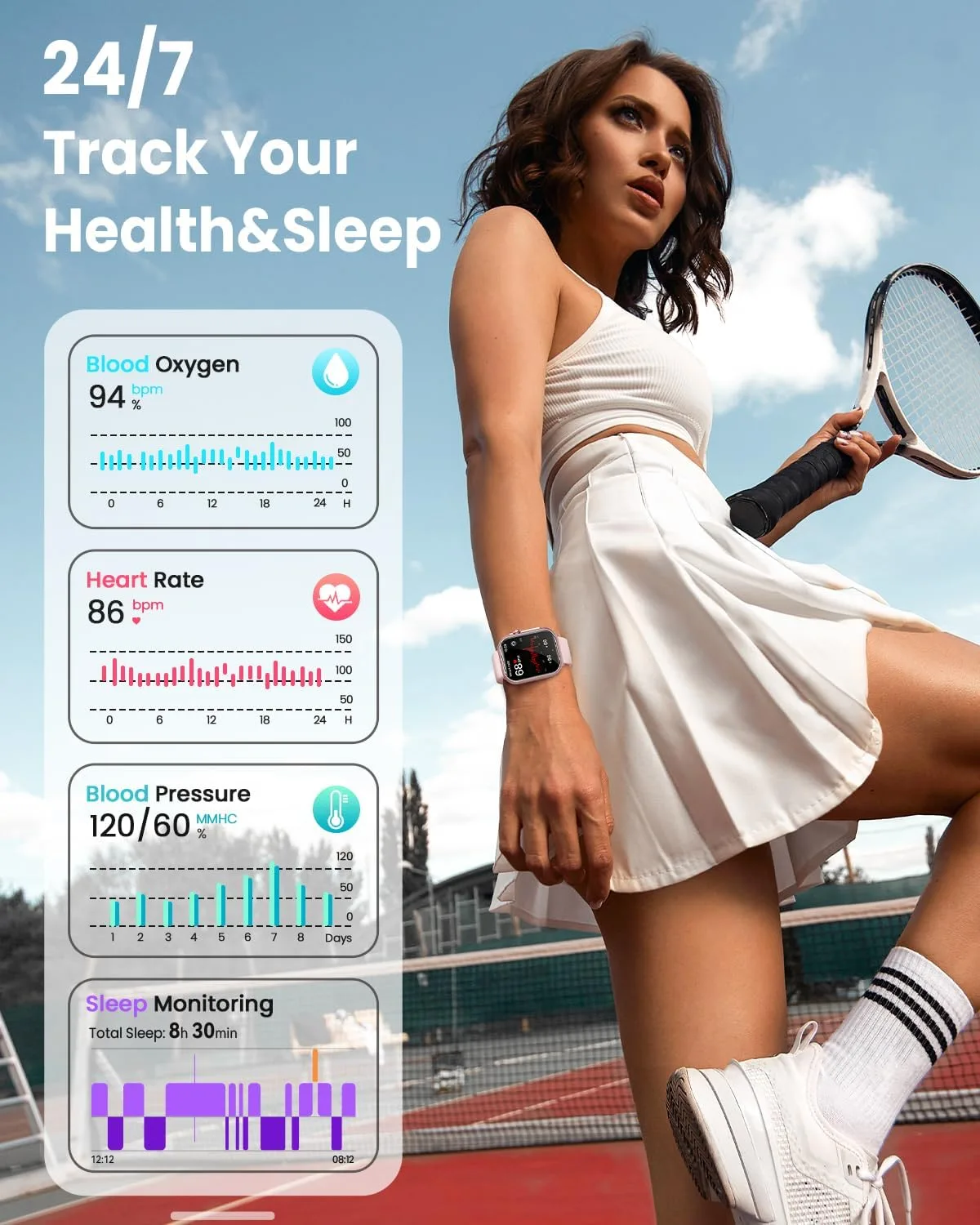 Smart Watches for Women, Answer/Make Call, with 1000mAh Battery, 2 Bands