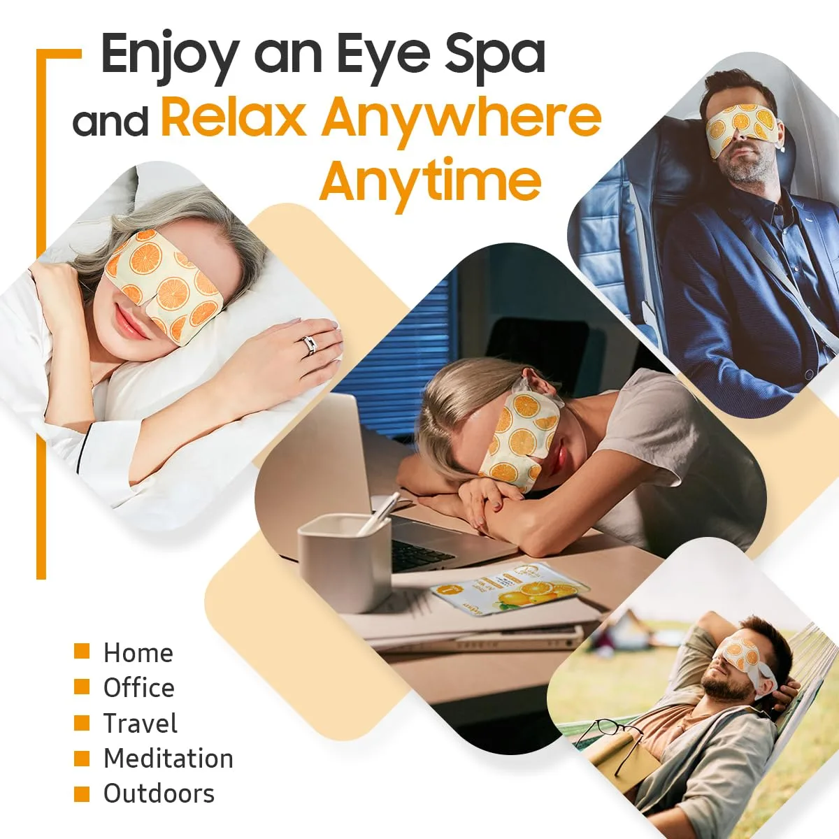 BeHoomi 30Packs Steam Eye Mask, Heated Eye Mask for Dry Eyes, Sweet Orange
