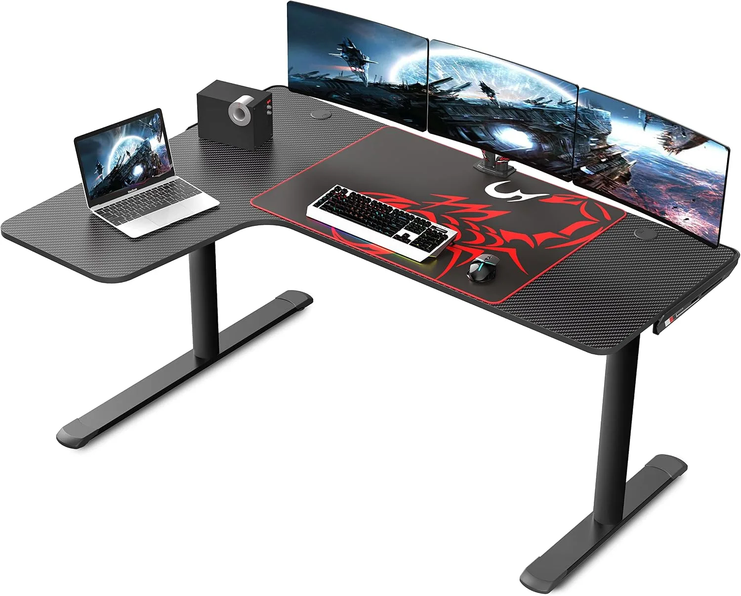 EUREKA ERGONOMIC Gaming Desk, 60 Inch L-Shaped Computer Desk, Left, Black