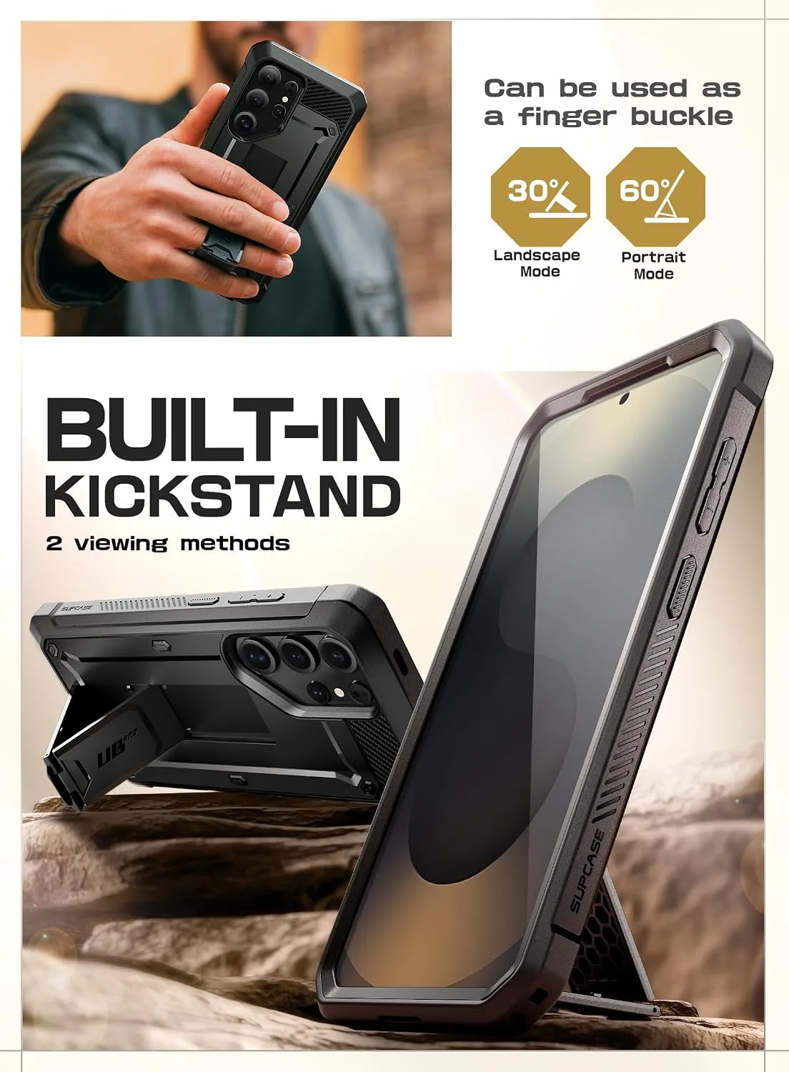 SUPCASE for Samsung Galaxy S25 Ultra Case with Screen Protector, Black