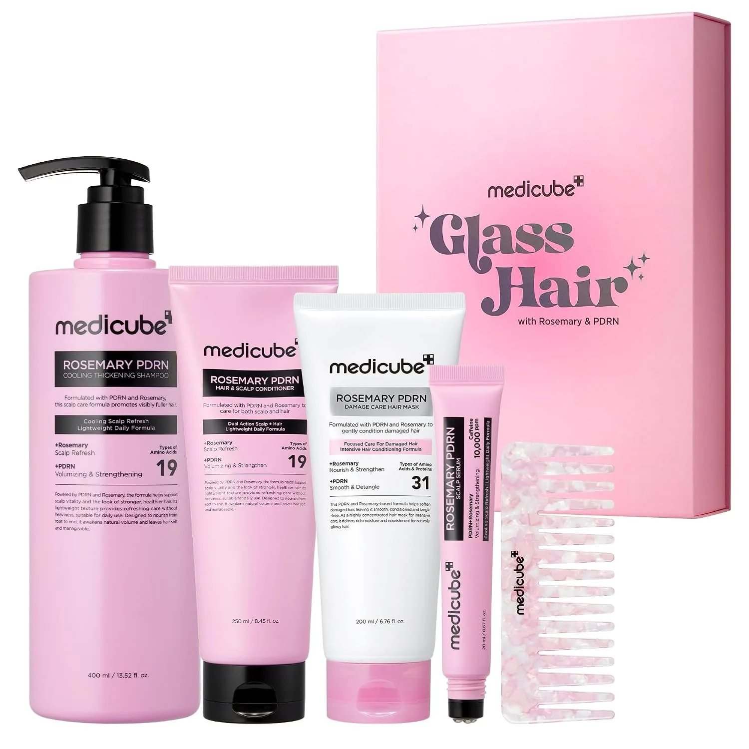 medicube Rosemary PDRN Glass Hair Set, Full-Size Gift Kit for a Fuller Look