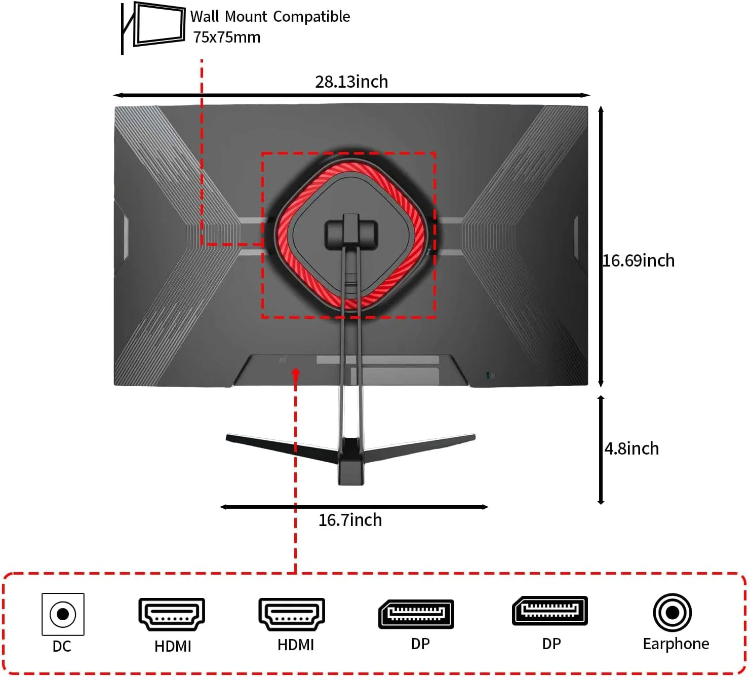 ZZA 27 inch 4K UHD Monitor,75Hz Refresh Rate,HDR10,HDMI 2.0×2/DP 1.2×2,Compatible with Wall Mounting,Ideal for Business & Office Work