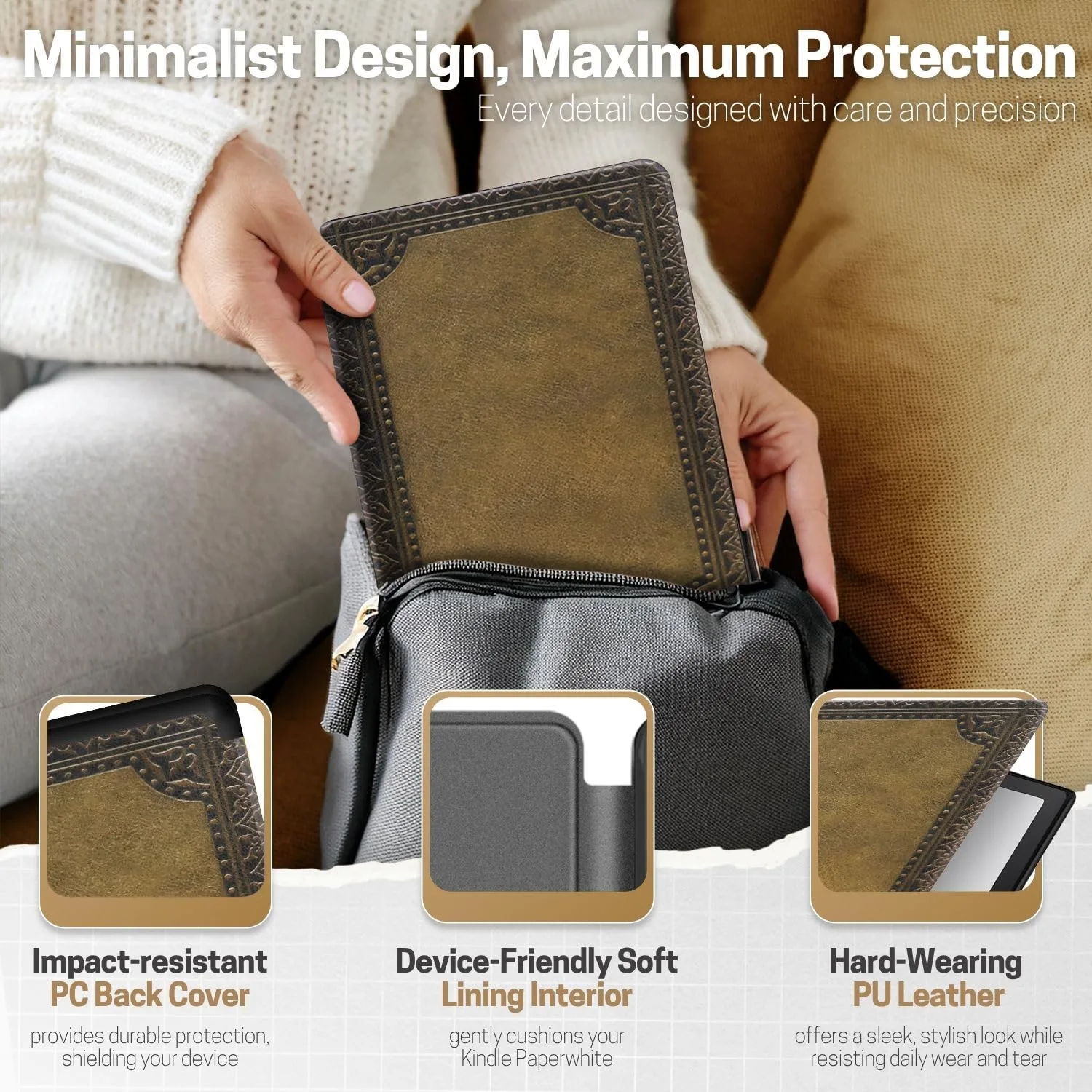 TNP Kindle Paperwhite 12th Gen Case, Colorsoft 7-Inch Cover, Vintage Brown