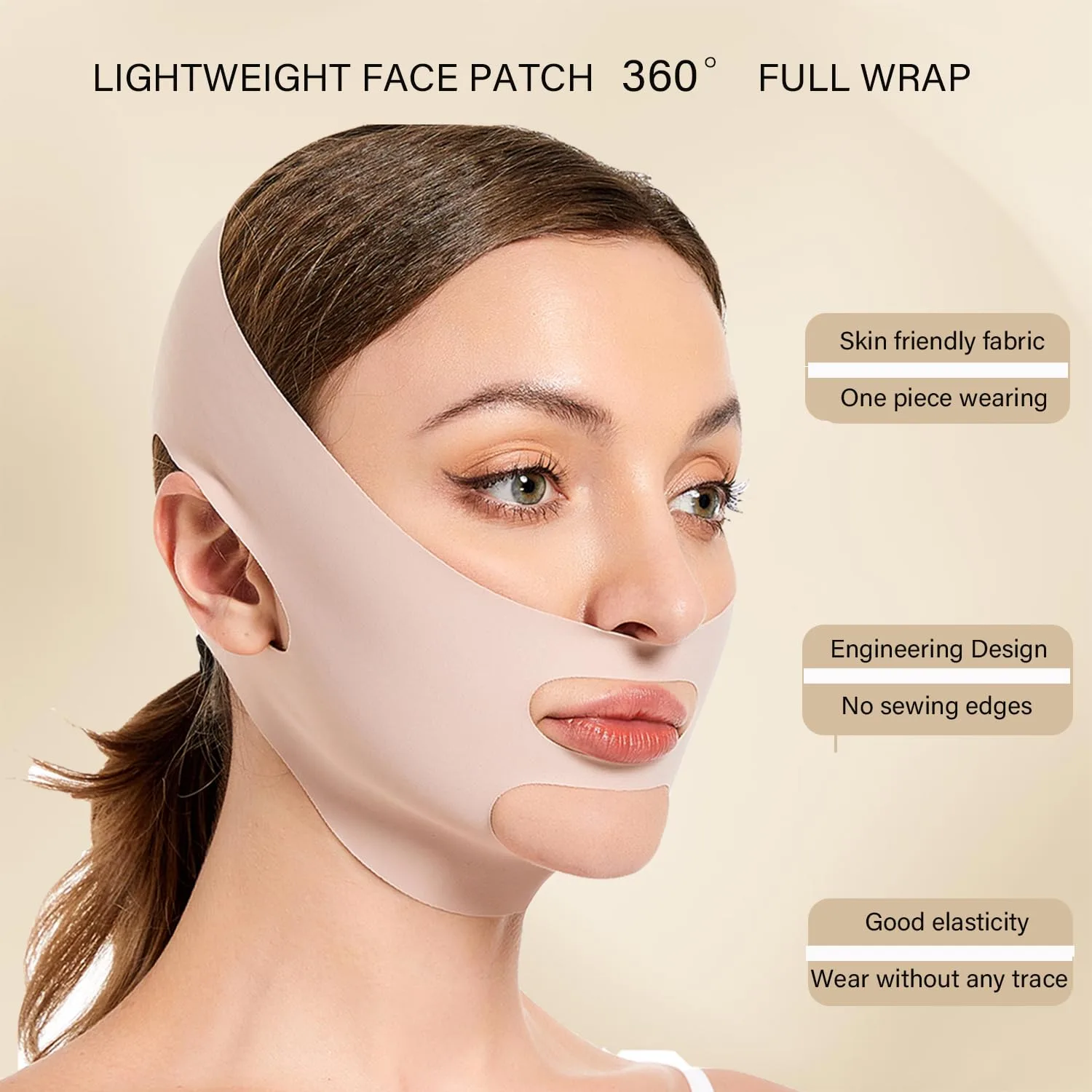 MASIKA Chin Strap for Sleeping，V-Line Mask,，V-Line Lifting Chinstrap，Jaw Exerciser, Reusable Face Strap.Jaw Strap,Jawline Shaper,Double chin strap，Chin lifting strap，Face lifting strap，Pink,M