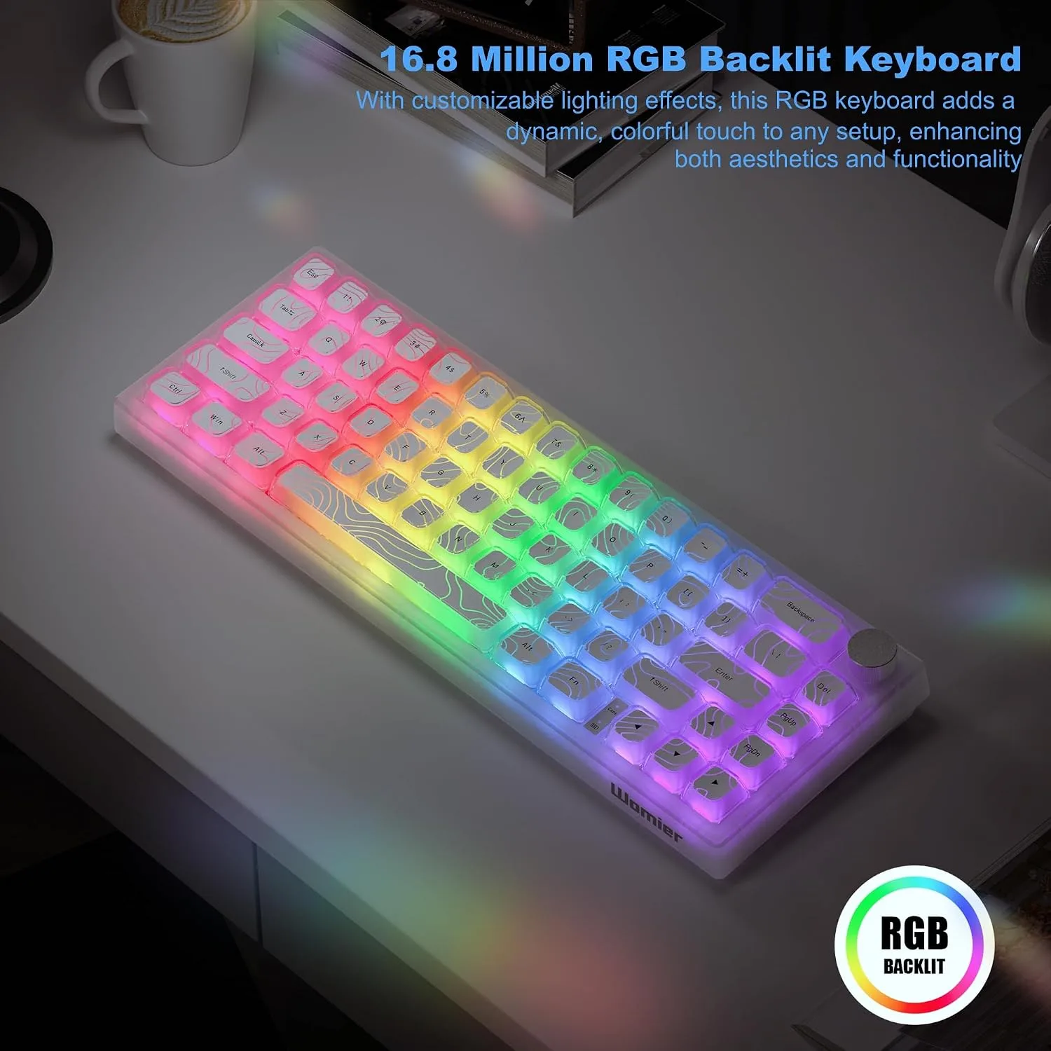 Womier 60% Keyboard Gaming, Wireless Mechanical Creamy Keyboard QMK/VIA