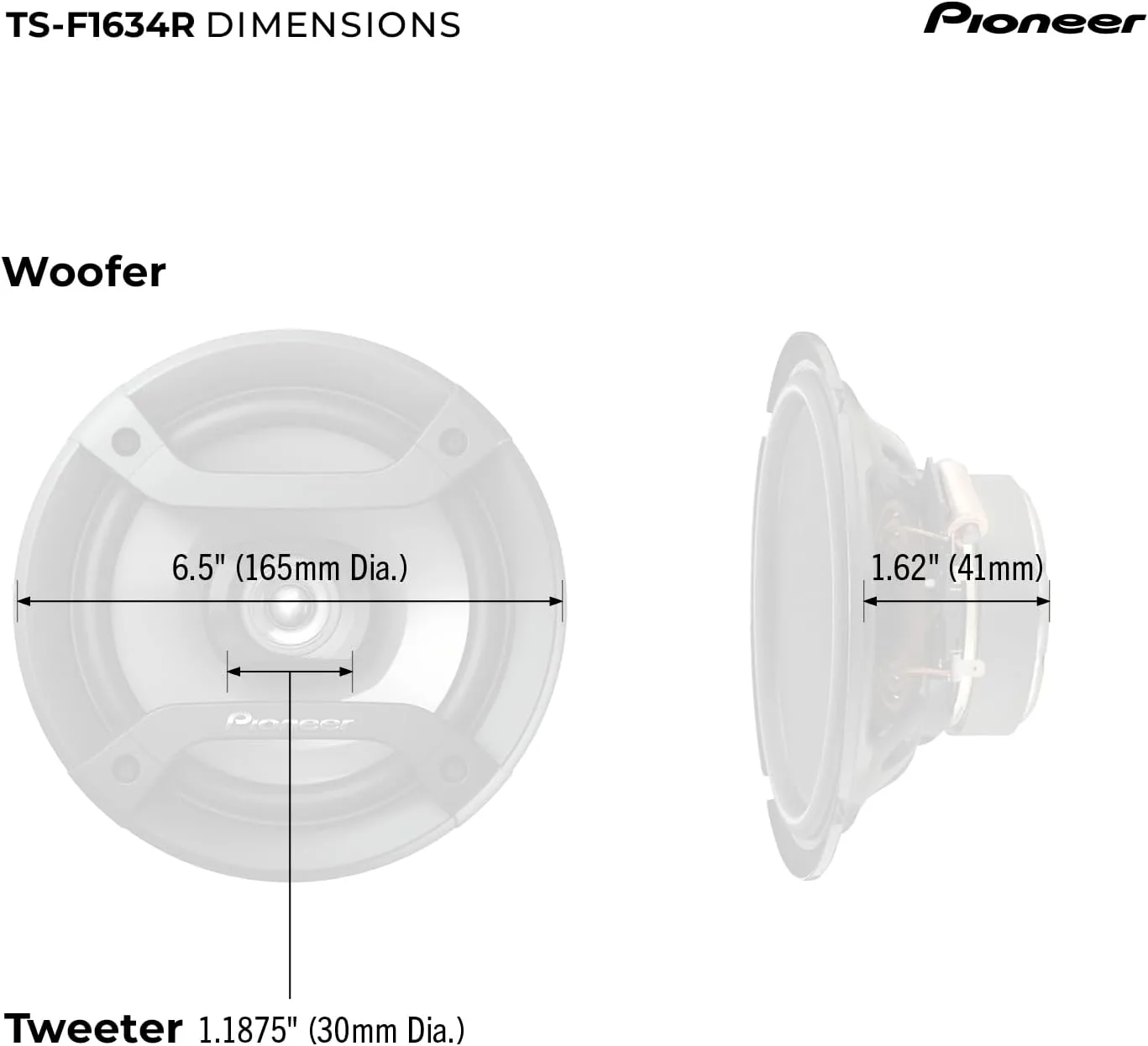 Pioneer F-Series TS-F1634R 6.5" 2-Way Coaxial Car Speakers 200W Max