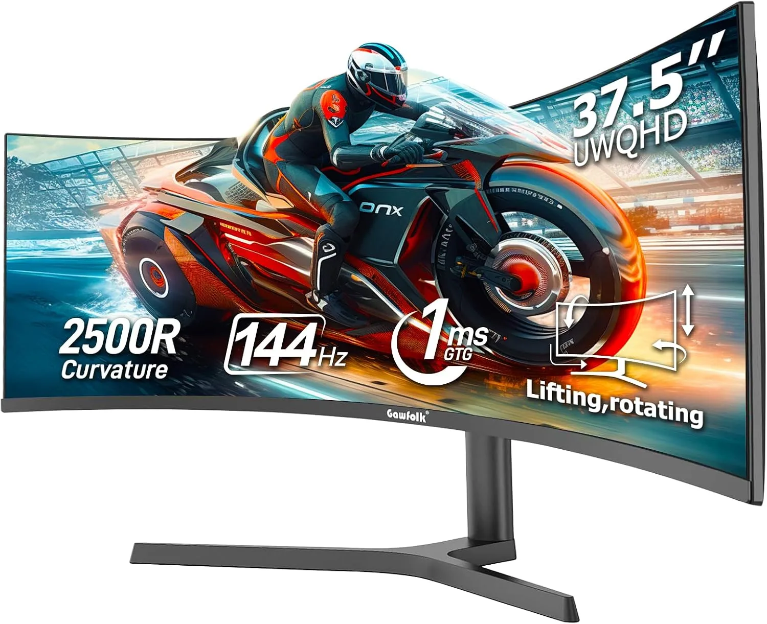 Gawfolk 37.5 Inch Gaming Curved Monitor 3840×1600p 144Hz PC Monitor