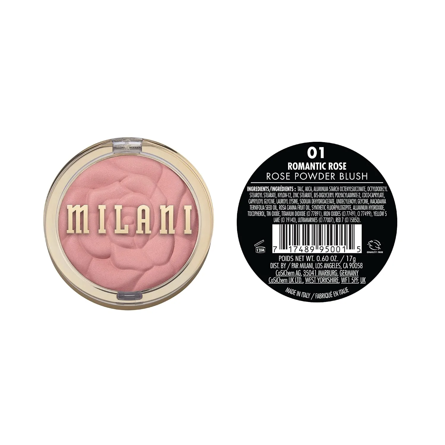 Milani Rose Blush, Powder Blush for Cheeks - Natural Matte - Romantic Rose