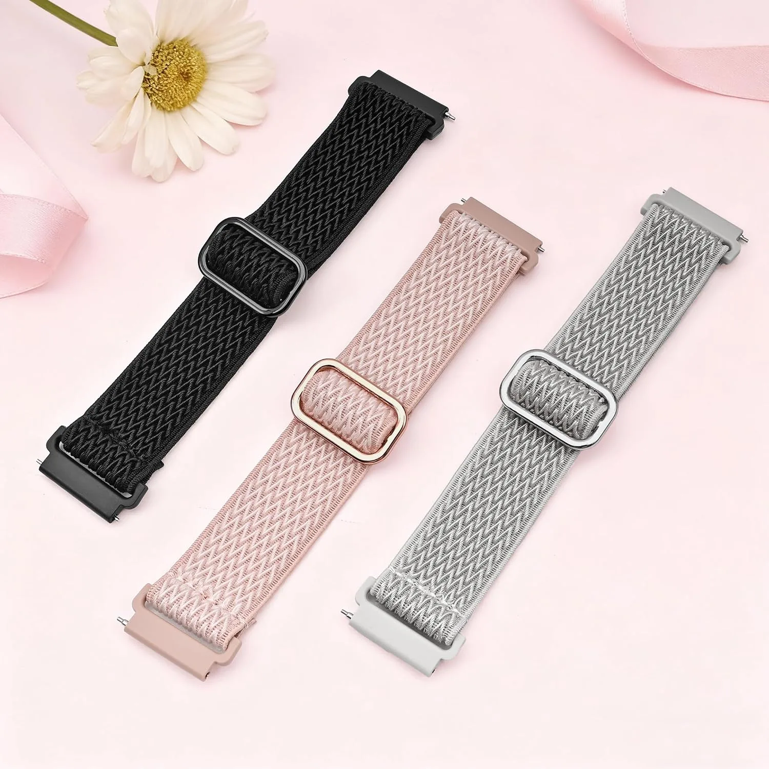 3 Pack L70 K62 G62 Smart Watch Bands for QONBINK K62 L70 TG38, Jacoosa K62 L70, ganopterygon L70 G128, BHNYBWUL L70,RUXINGX G62, 22mm Elastic Nylon Replacement Wristband Adjustable Straps