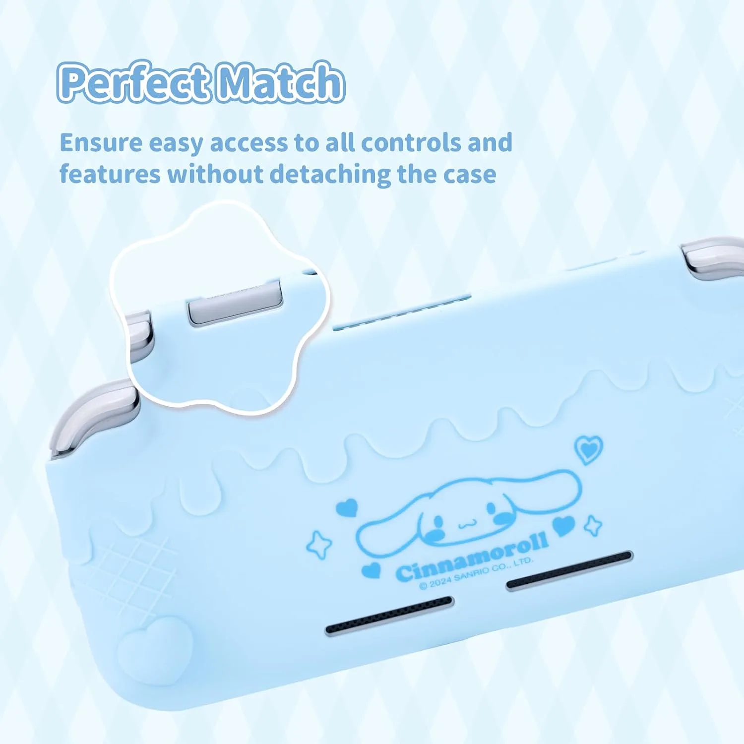 Kuitmor Switch Lite Protective Case,Soft Silicone Protective Shell,Anti-Scratch Protective Cover Case for Switch Lite with 2 Thumb Grip Caps（Blue Cinnamoroll）