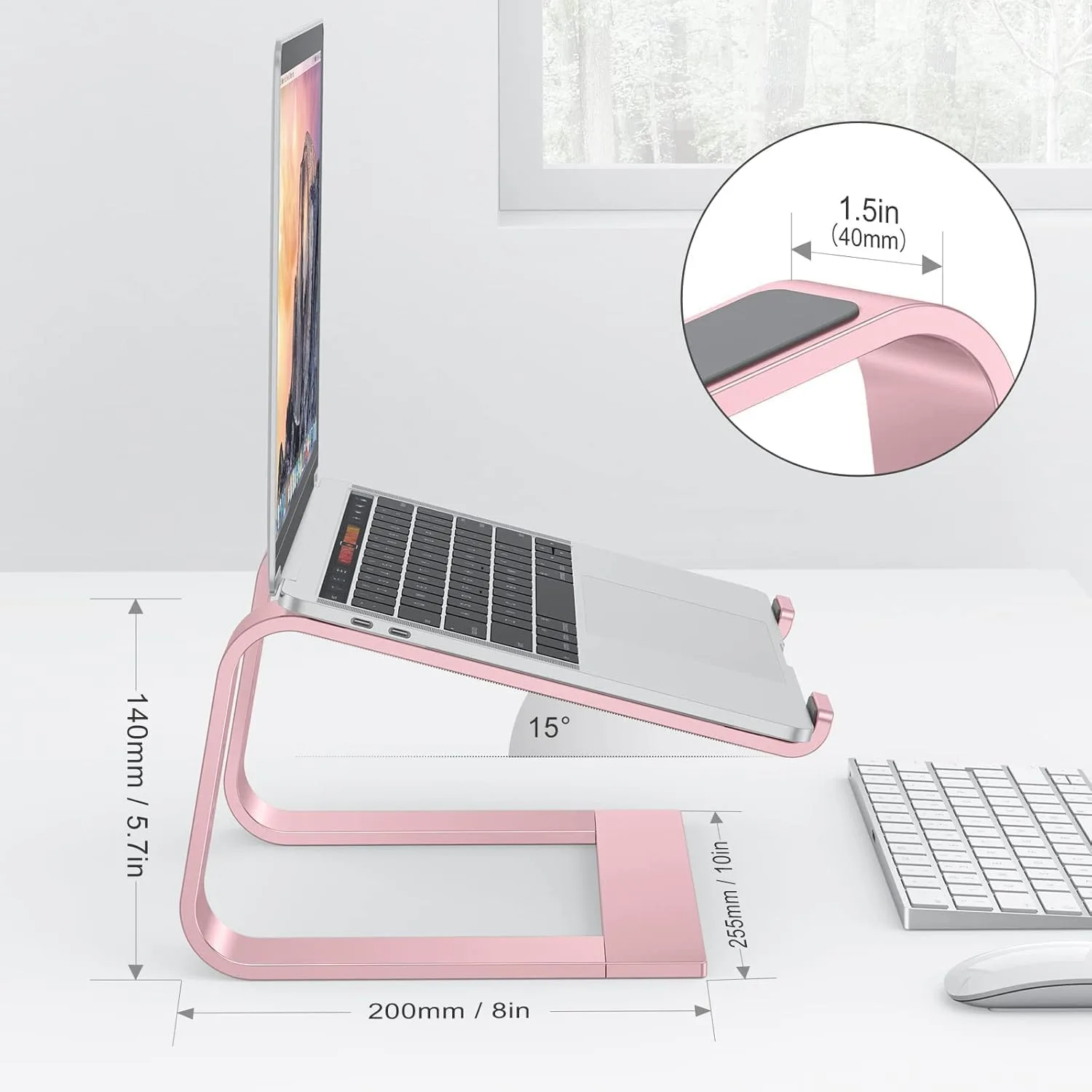 OMOTON Laptop Stand, Detachable Mount for MacBook Air/Pro Dell HP Rose Gold