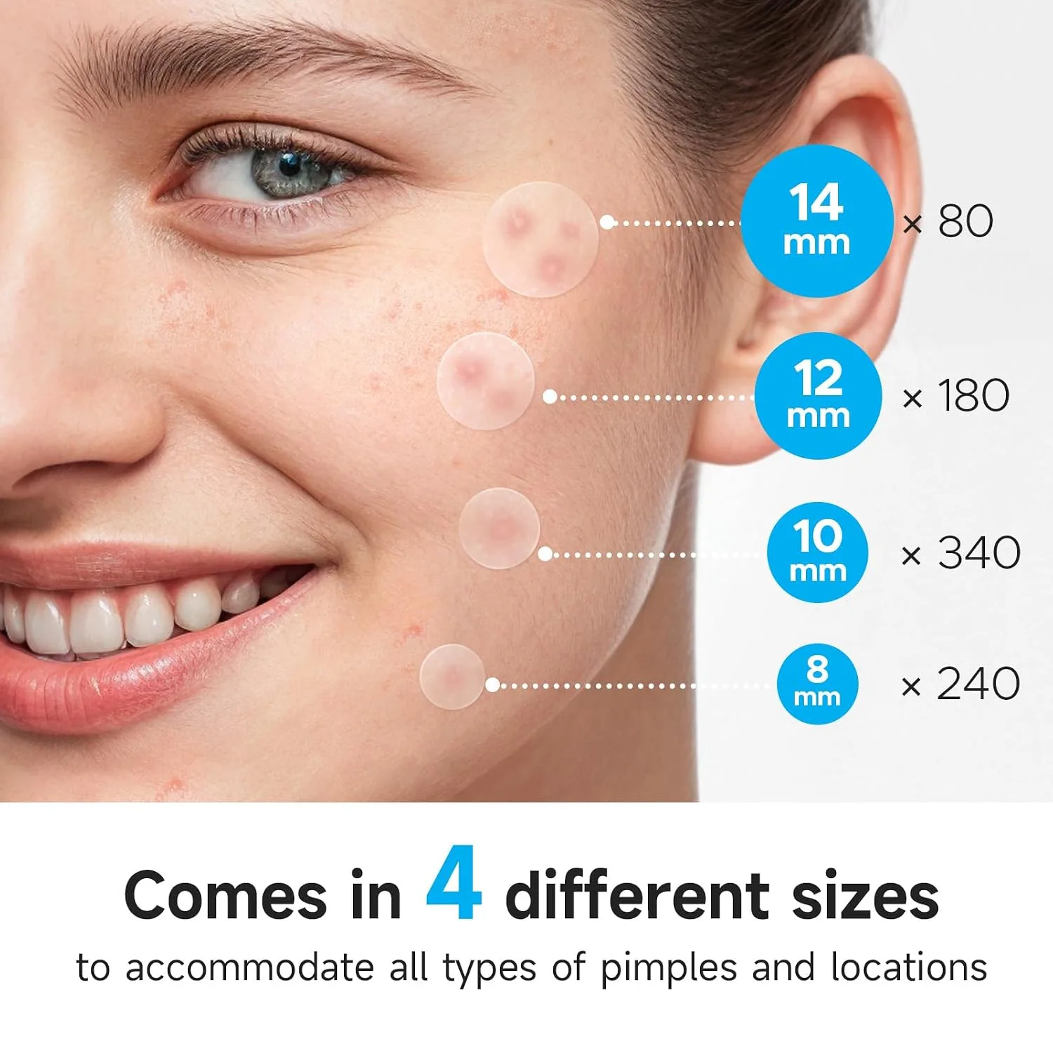 840 Counts 4 Sizes Pimple Patches for Face