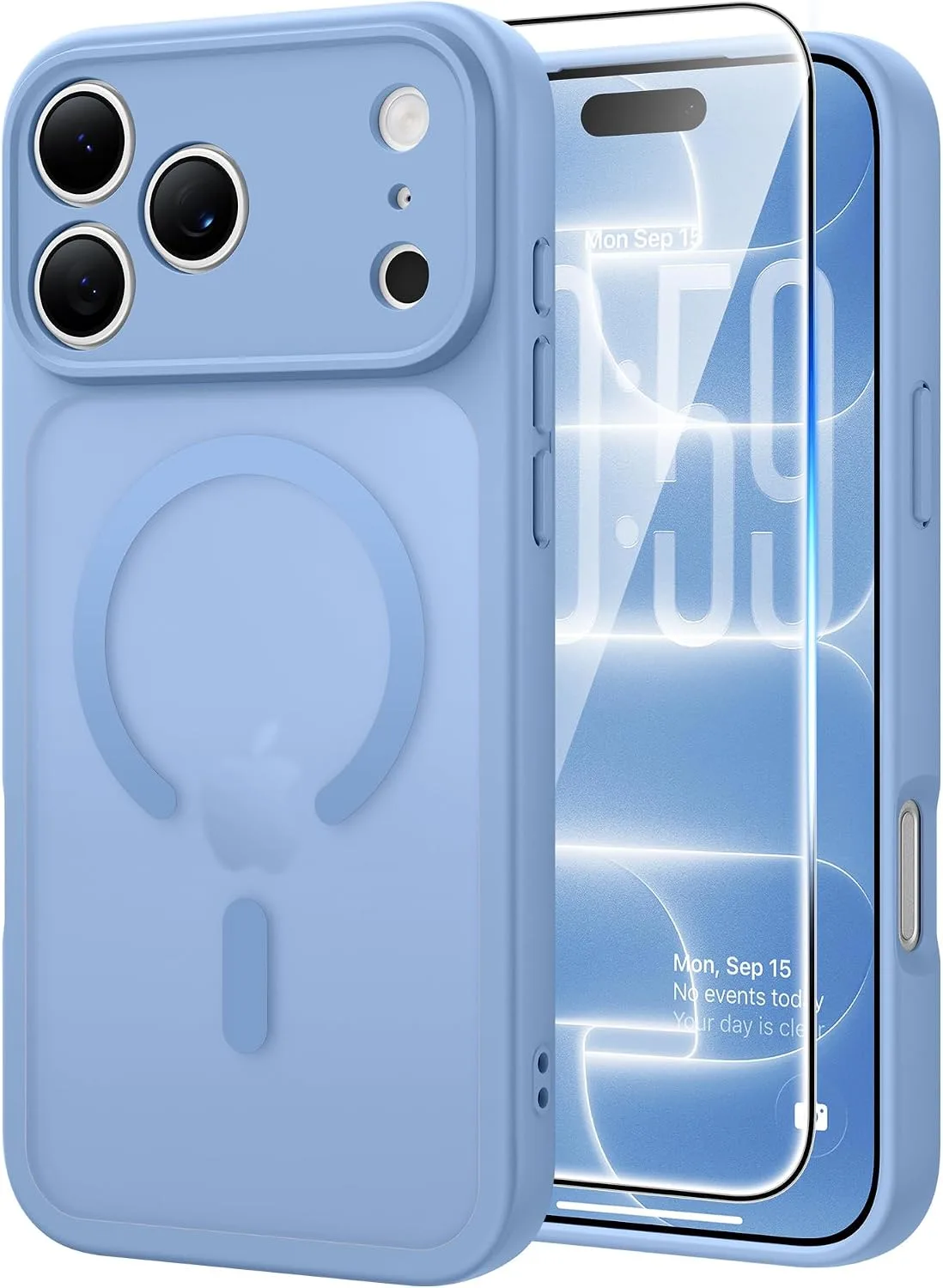 FNTCASE for iPhone 18 Pro Case / 17 Pro Case Fit for MagSafe Light Blue