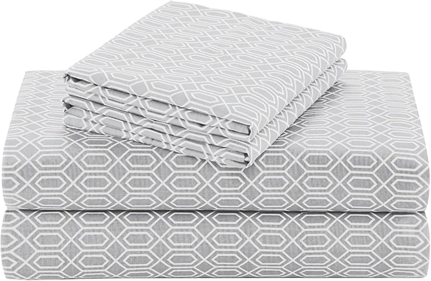 Comfort Spaces 100% Cotton Percale Sheets Queen Size 4 Piece, Diamond Grey