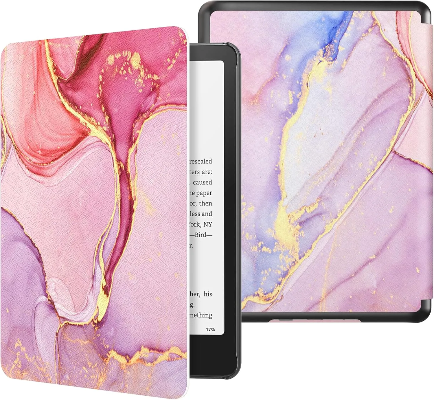 MoKo Case for 7" Kindle Paperwhite 12th Gen 2024/Colorsoft, Pink Fluid