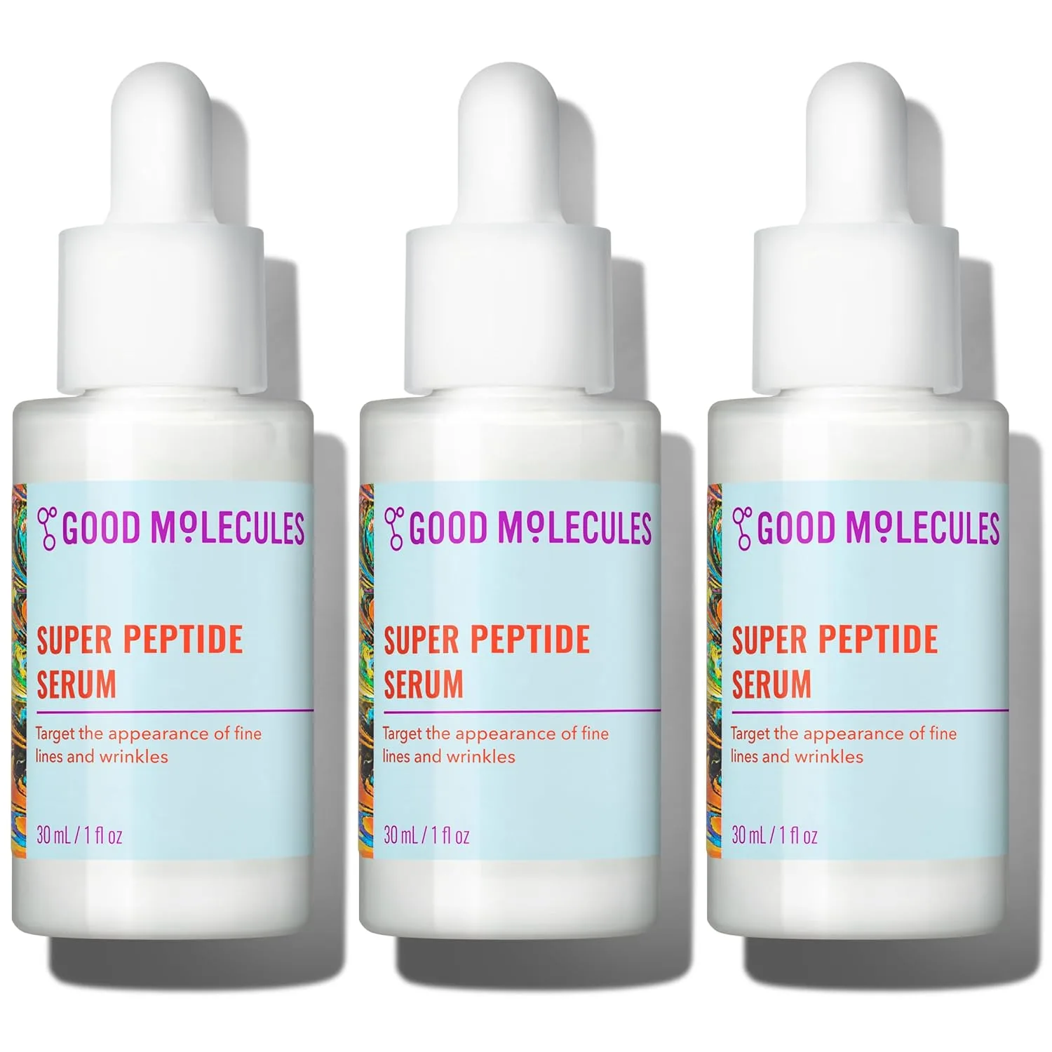 Good Molecules Super Peptide Serum Pack 3 – 1 fl oz / 30 ml Each | Lightweight Facial Serum with Peptides & Copper Tripeptides, Water-Based Skincare