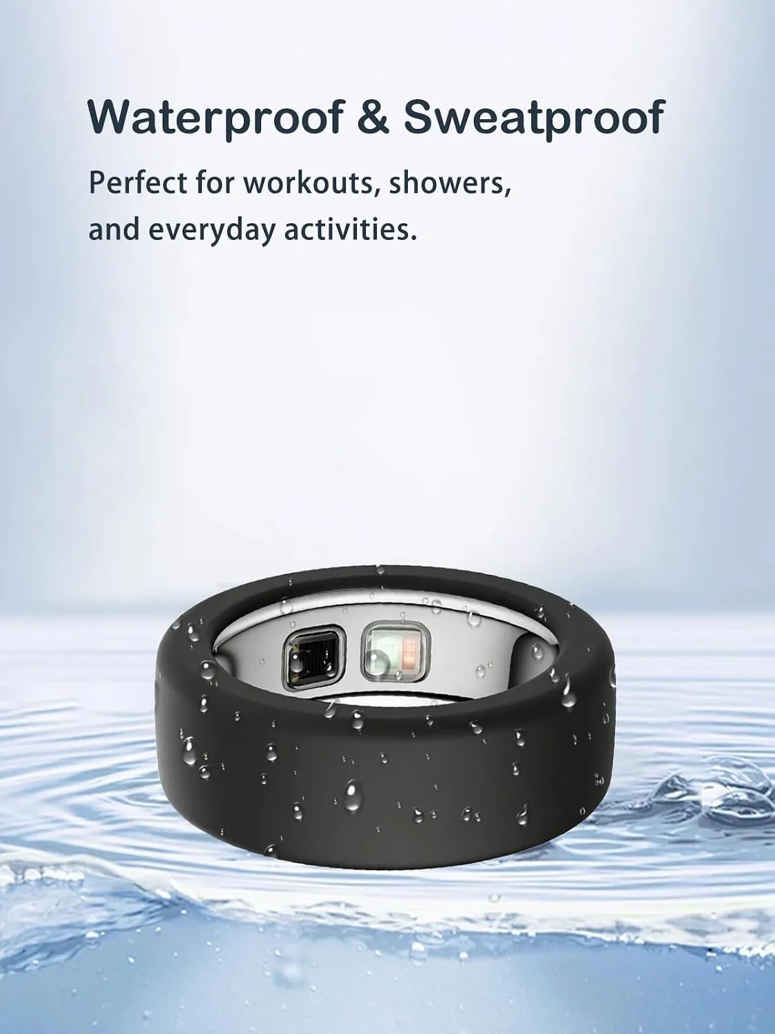 Silicone Case for Oura Ring 5, 2-Pack, M (10-13),Black+ Translucent
