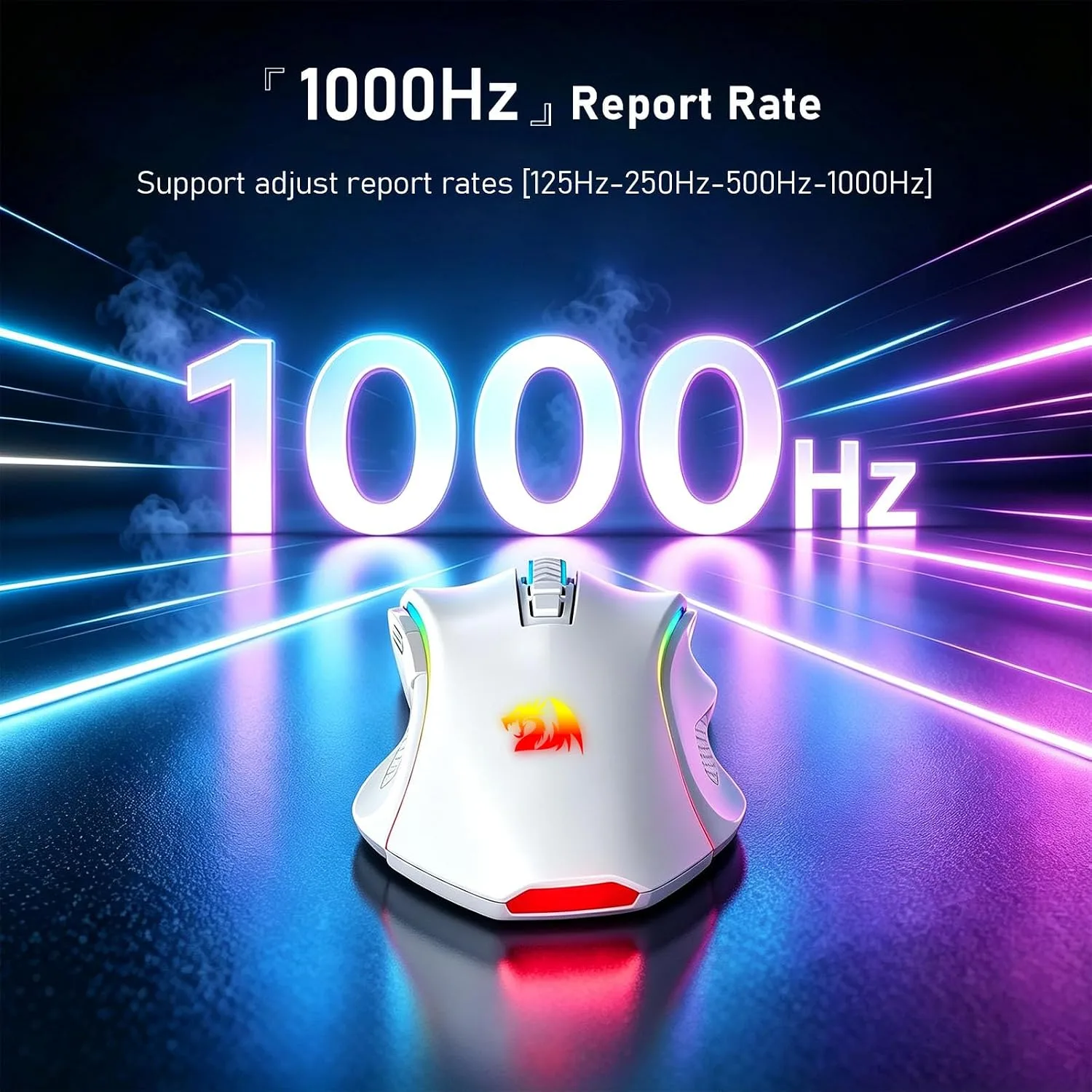 Redragon M602 Griffin Wireless RGB Gaming Mouse Tri-Mode 8000DPI - White
