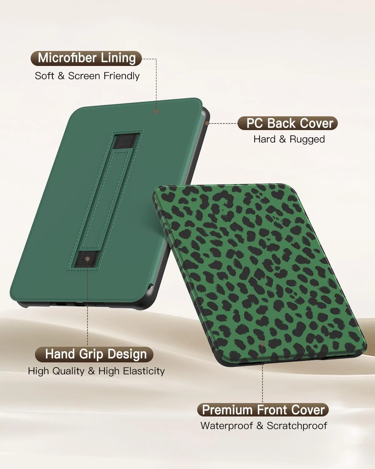 MoKo Case for 6" E-Reader (11th Generation-2024/2022), Dark Green Leopard