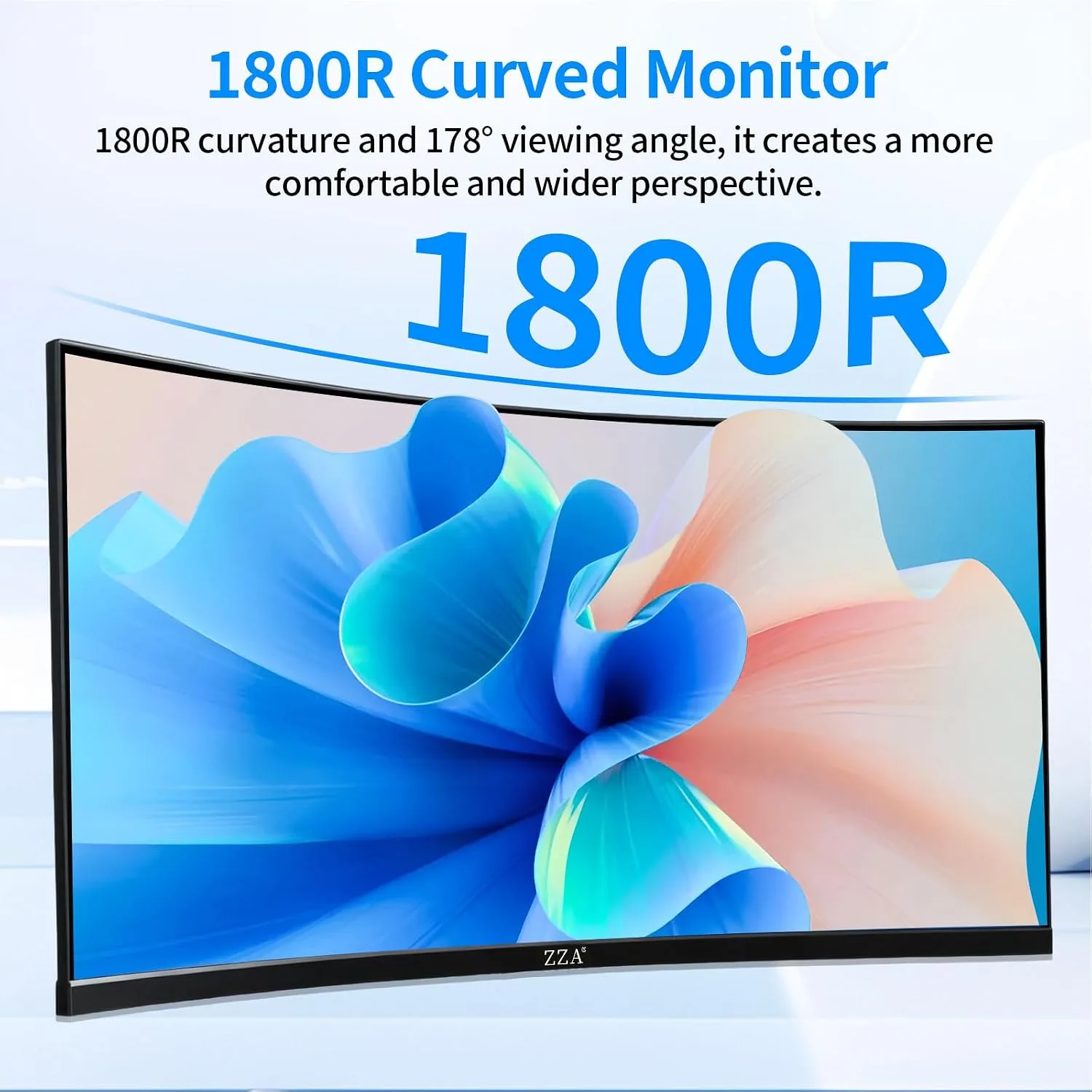 ZZA 27 Inch FHD 100Hz Curved Monitor, VA Panel,1800R,HDMI,VGA