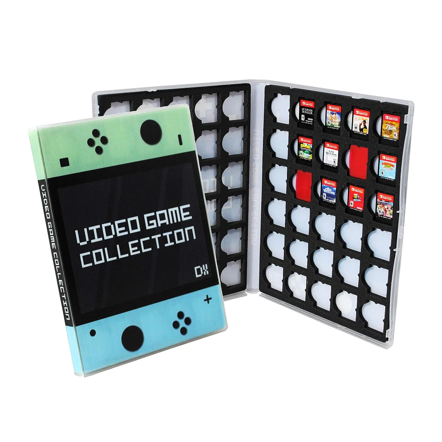 UniKeep Game Case for Nintendo Switch Cartridges - Holds 60 Video Games Securely in Foam | Heavy Duty Compact Travel Storage Binder & Protective Holder Organizer with Snap-Lock Closure