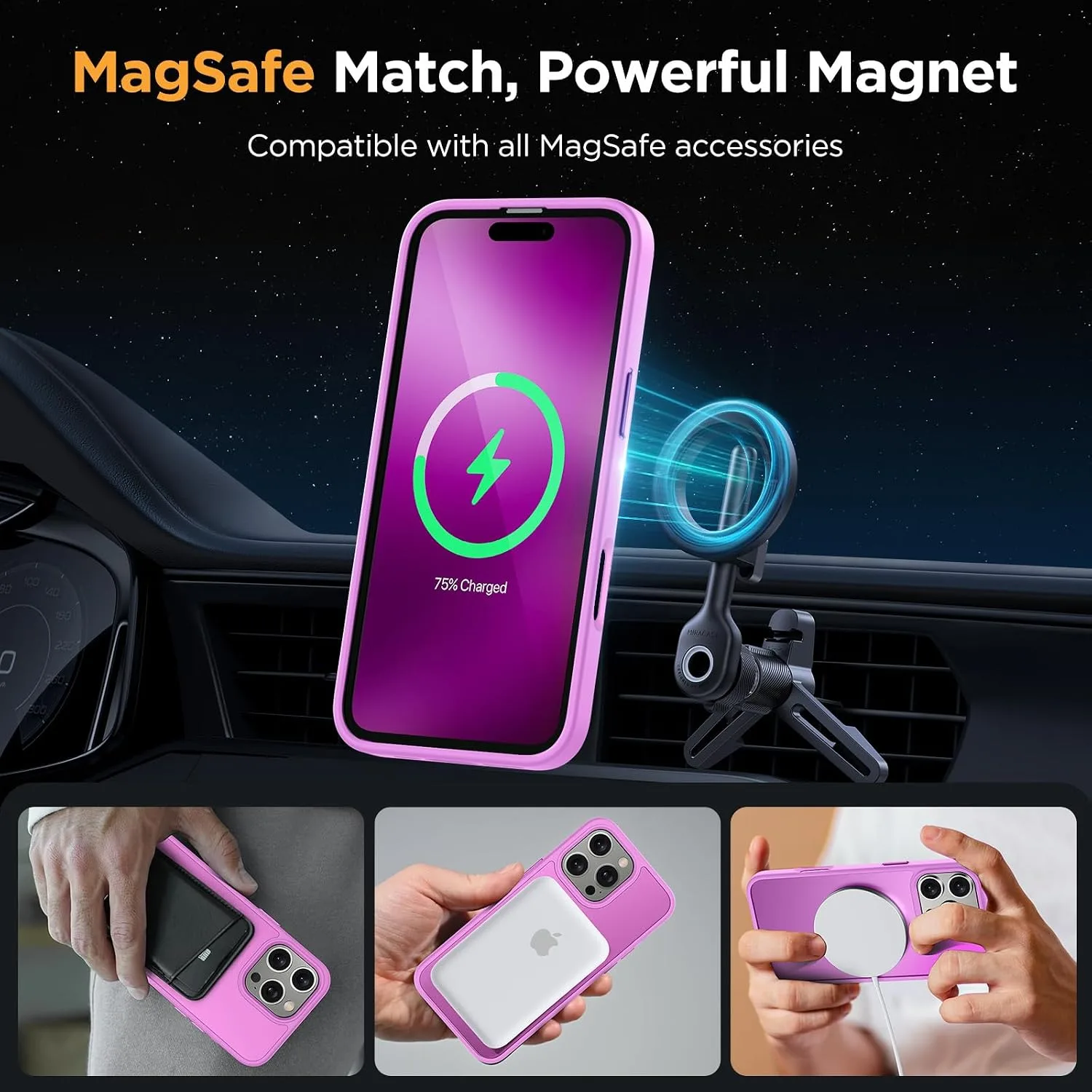 Miracase Magnetic for iPhone 16 Pro Max Case, 6.9 inch, Slim, Lilac Pink