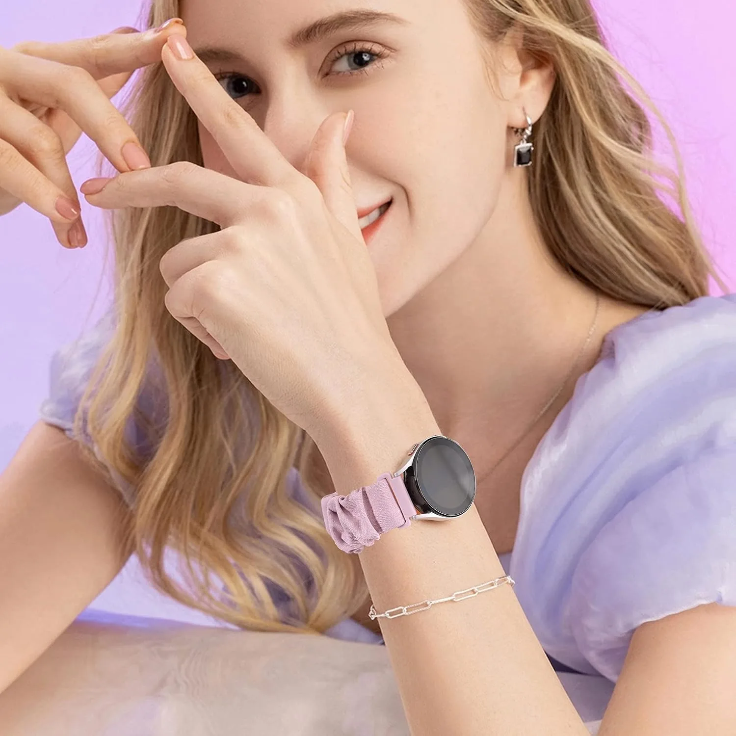 Compatible with Samsung Galaxy Watch 7/6/5/4/Active 2/FE Bands - 40mm/44mm, 20mm Quick Release Scrunchie Strap - Stretchy Cute Elastic Fabric Bands (10-Pack) Women