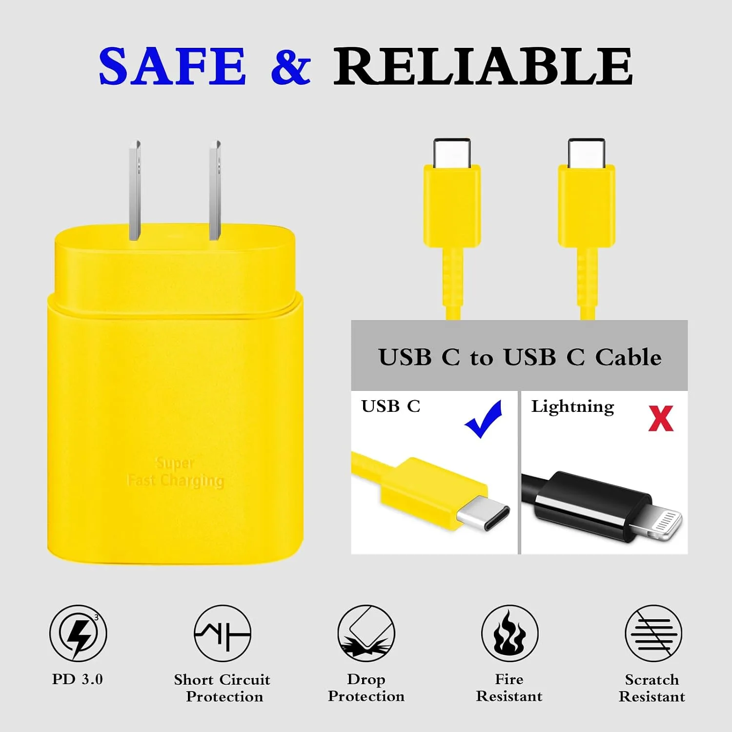 Type C Charger Fast Charging 2-Pack 25W Long 6FT USB C Cable