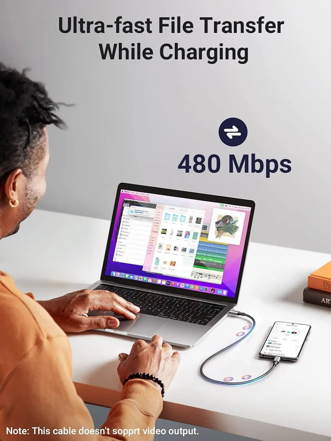 UGREEN 100W USB C to USB C Cable, Fast Charging, 2-Pack, 1.6ft, Black