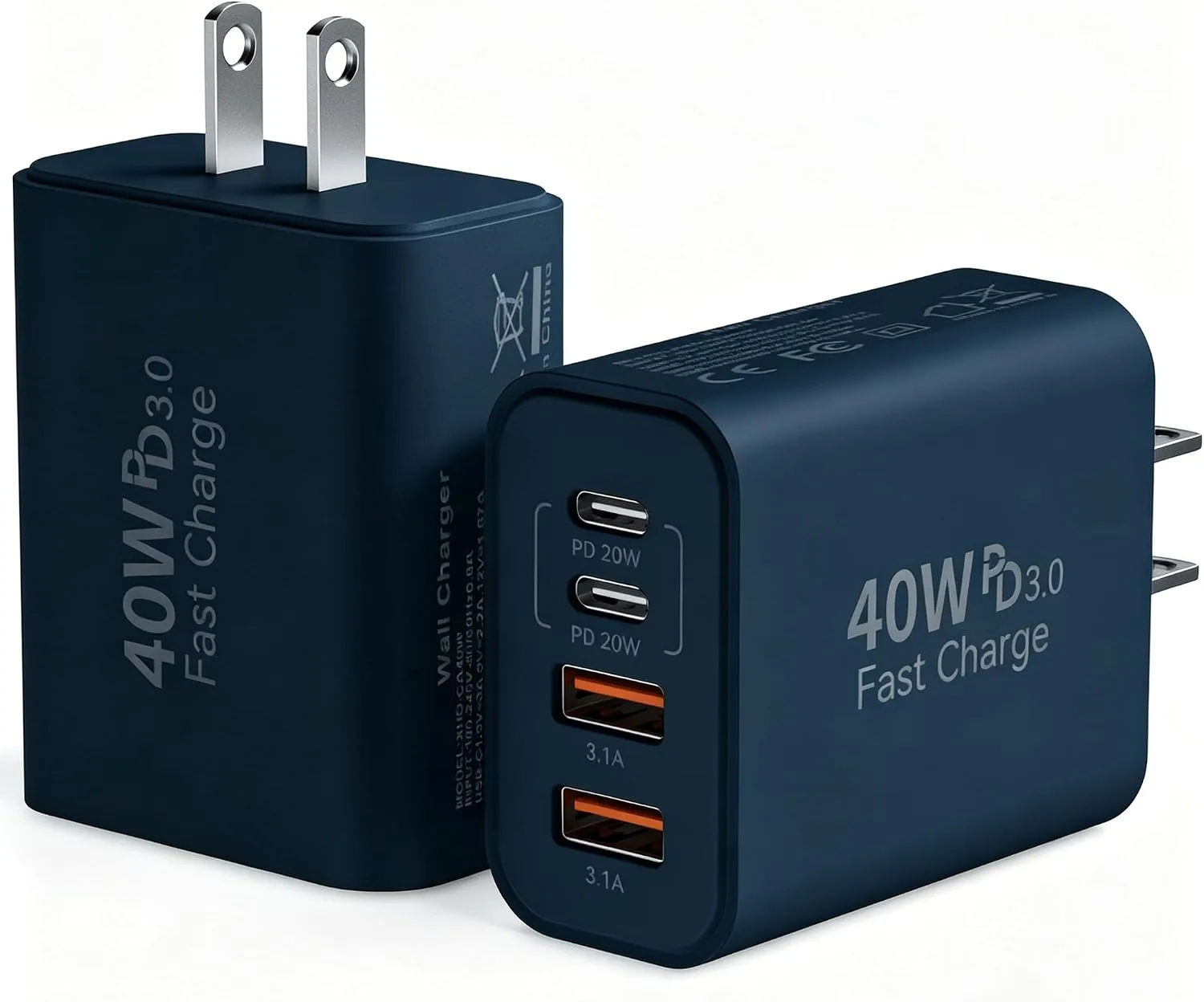 USB C Wall Charger Block, 40W USB Type C iPhone Charger Fast Charging Block