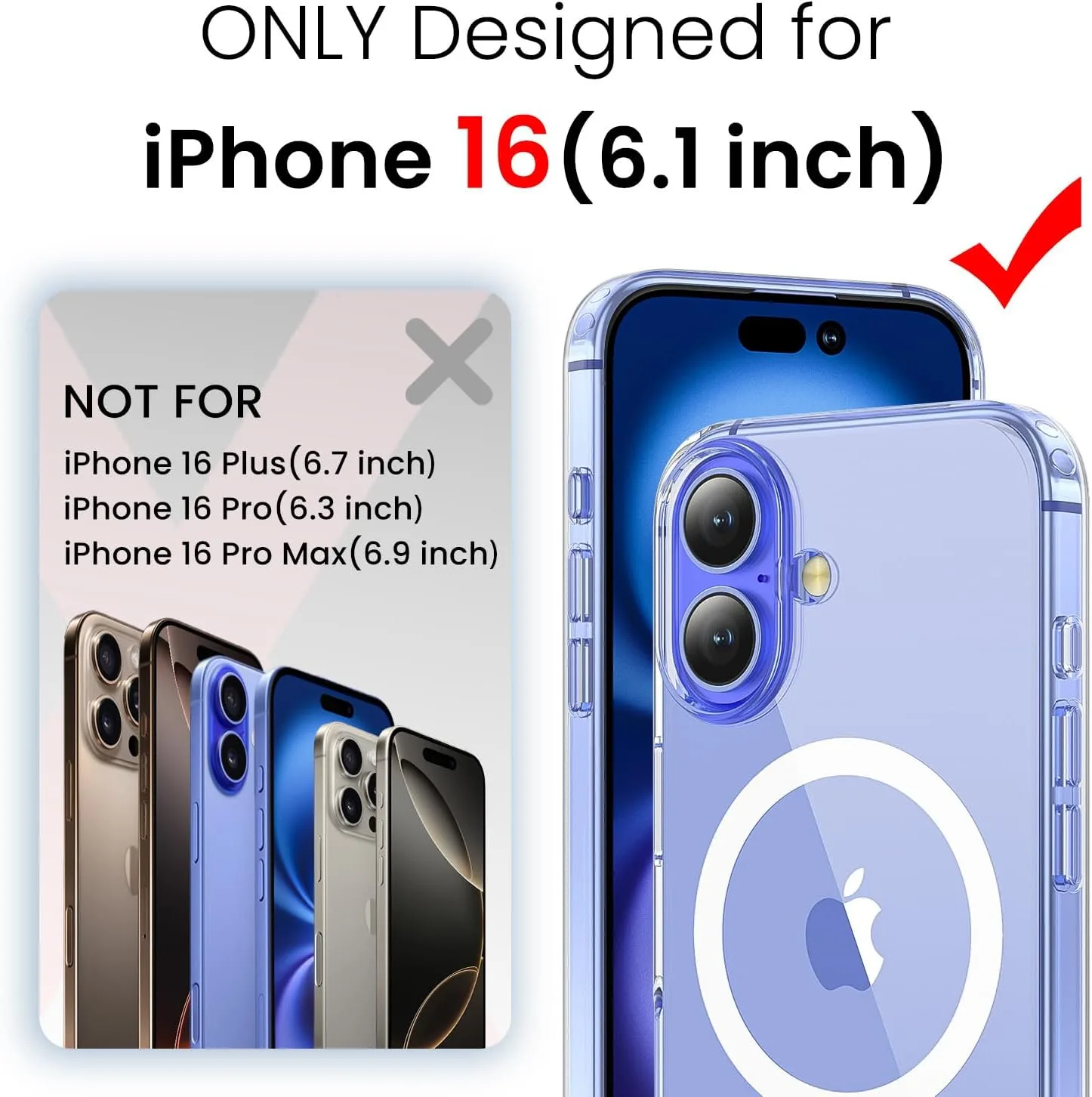 toushion 3 in 1 for iPhone 16 Case Clear