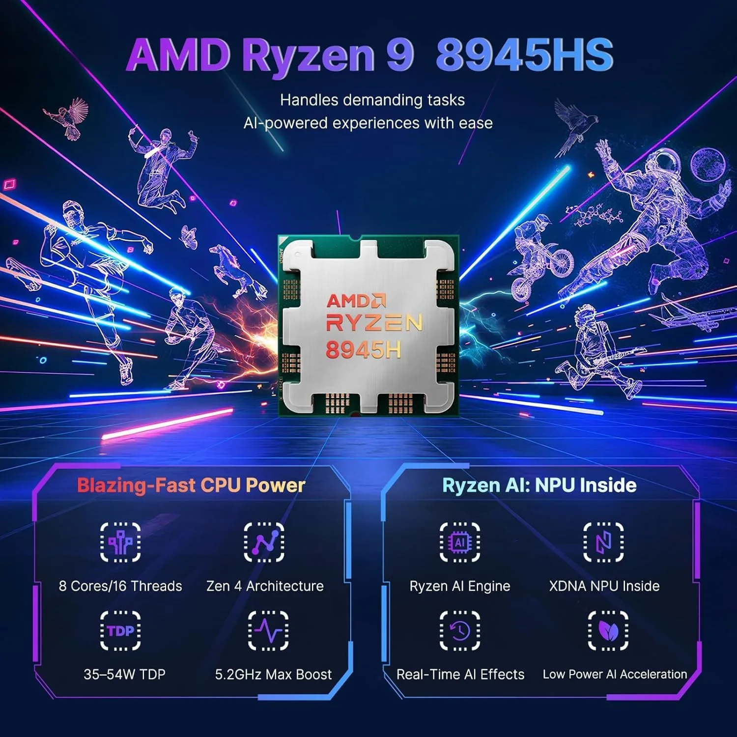 NIMO 17.3" Gaming Laptop, AMD Ryzen 9 8945HS (8C/16T, Up to 5.2GHz), 32GB DDR5 RAM 1TB SSD, Radeon 780M Graphics, 100W PD Fast Charge, Fingerprint, AI-Powered Business & Gaming PC, Win 11