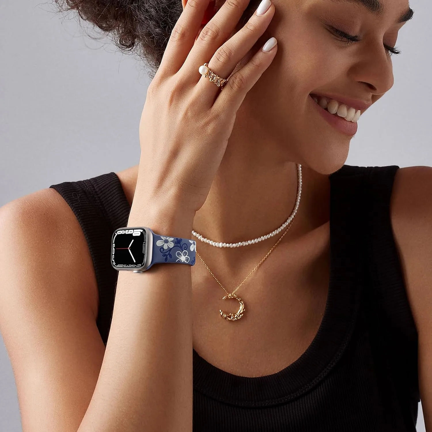 Witzon Floral Silicone Band Compatible with Apple Watch Bands For Women