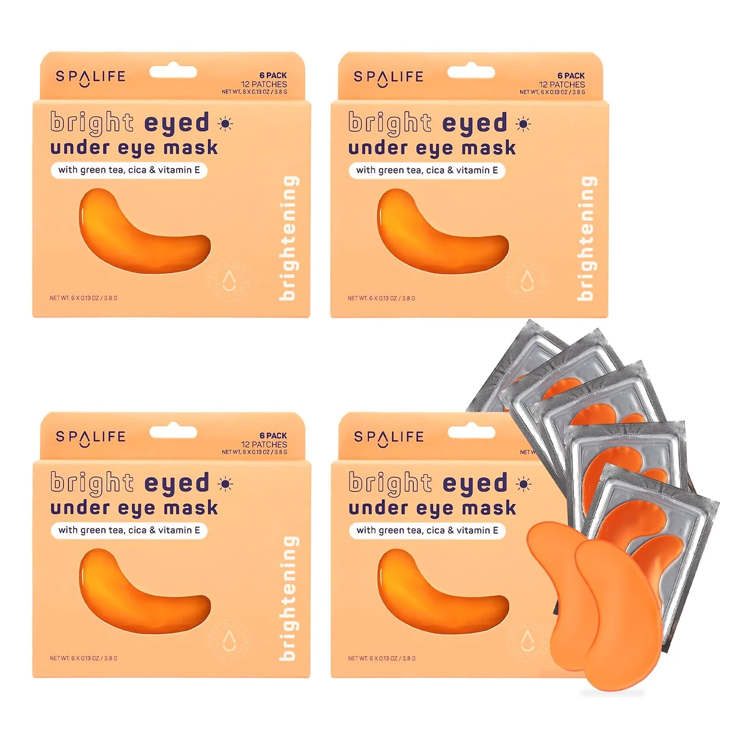 SpaLife Beauty Bright Eyed Undereye Masks | Hydrogel Eye Patches for Dark Circles, Puffiness, & Dullness with Vitamin E, Green Tea | 2-in-1 Skincare | 32 Pairs