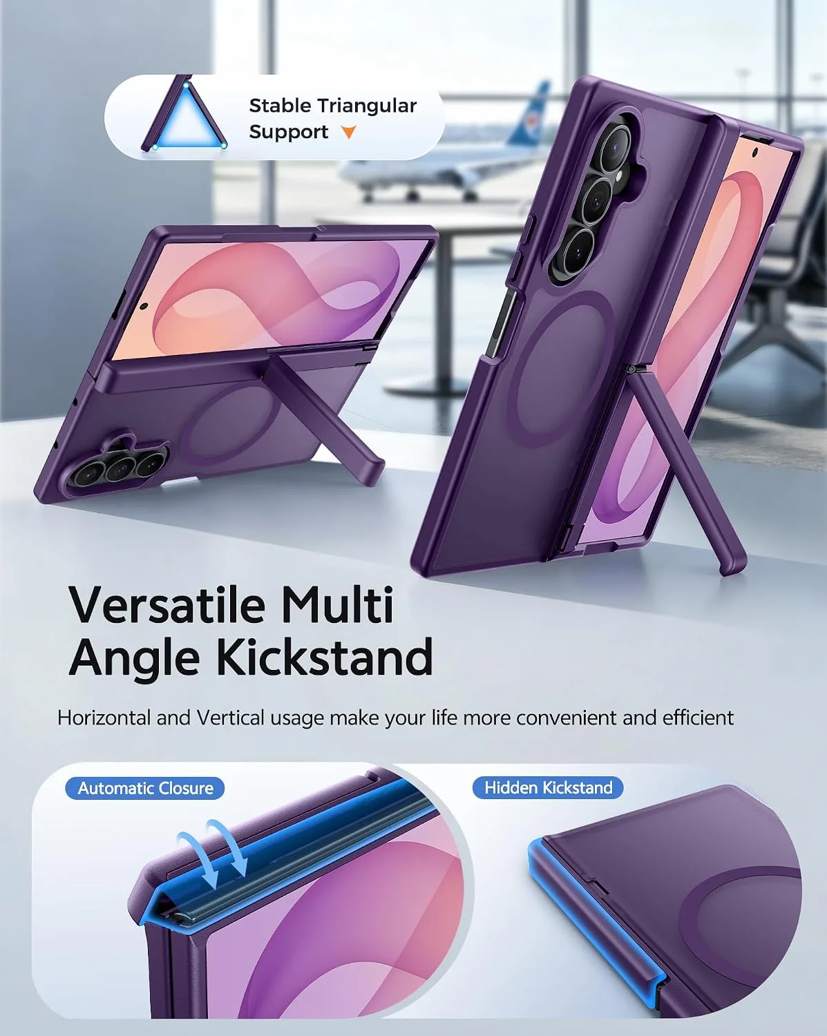 FNTCASE for Galaxy Z Fold 8 Ultra/Z Fold 7 Case Fit for MagSafe Purple