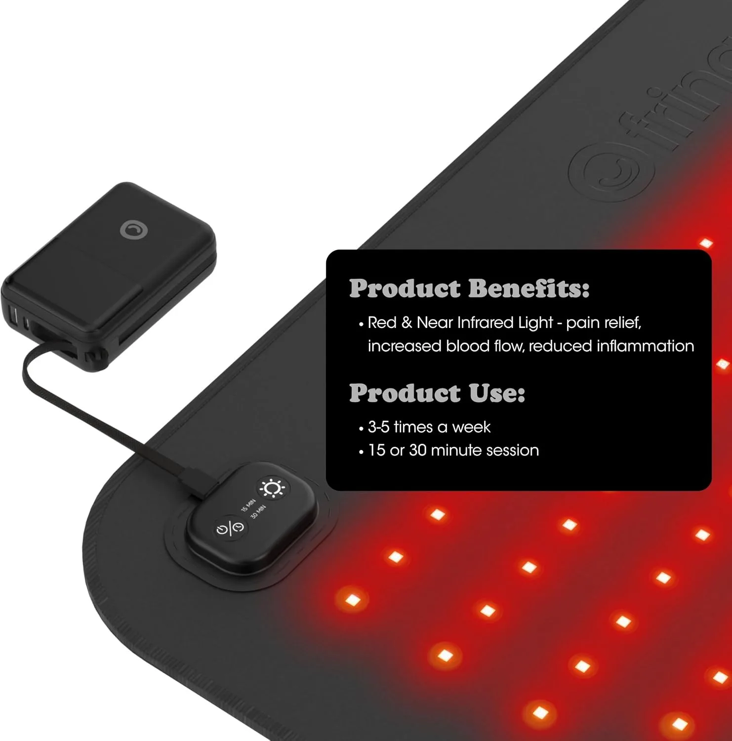 Fringe Red Light Therapy Mat, Full Body, 660nm & 850nm, 1350 LED Chips