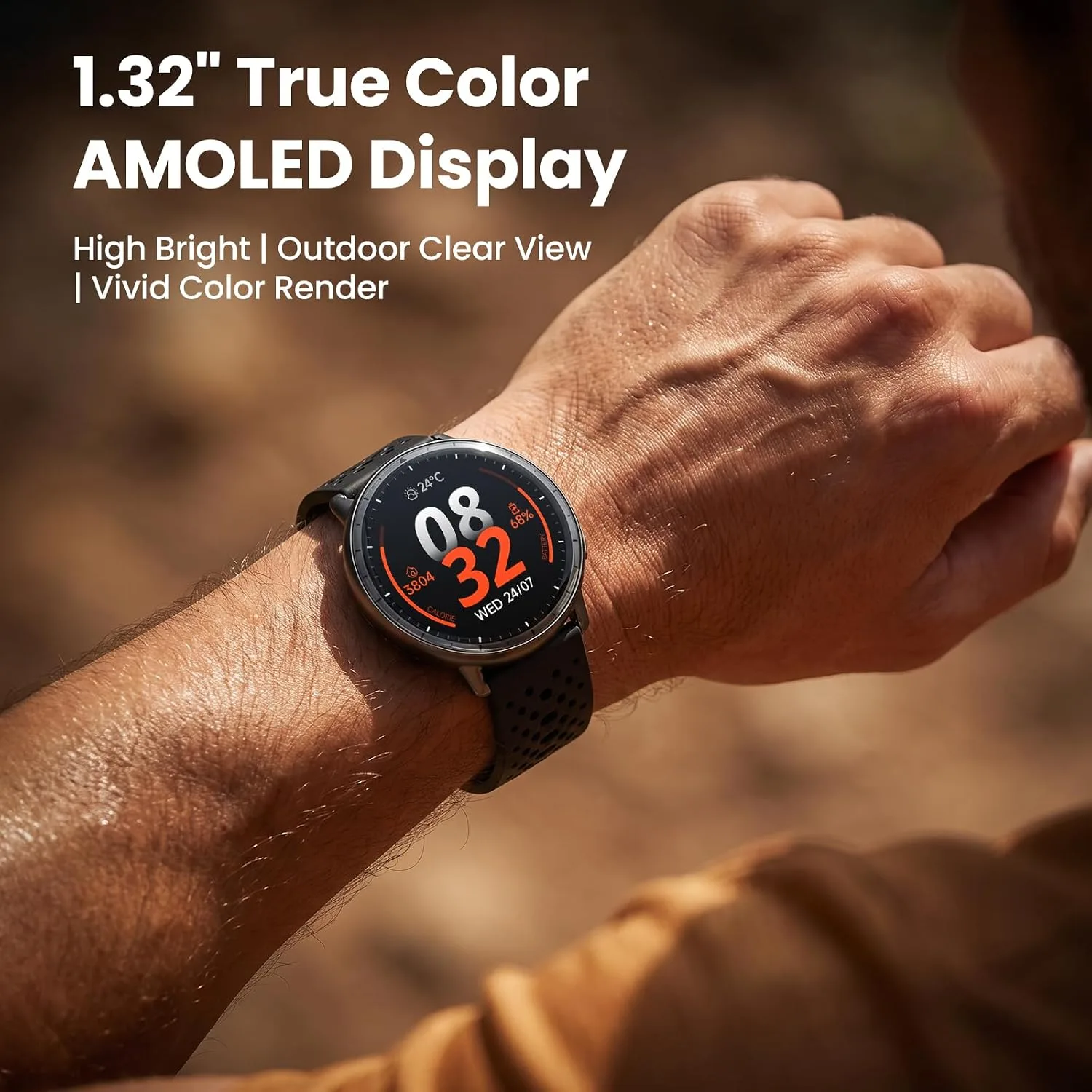 Smart Watch for Men Women,GPS Built-in,1.3" Ultra-bright AMOLED Display,SOS