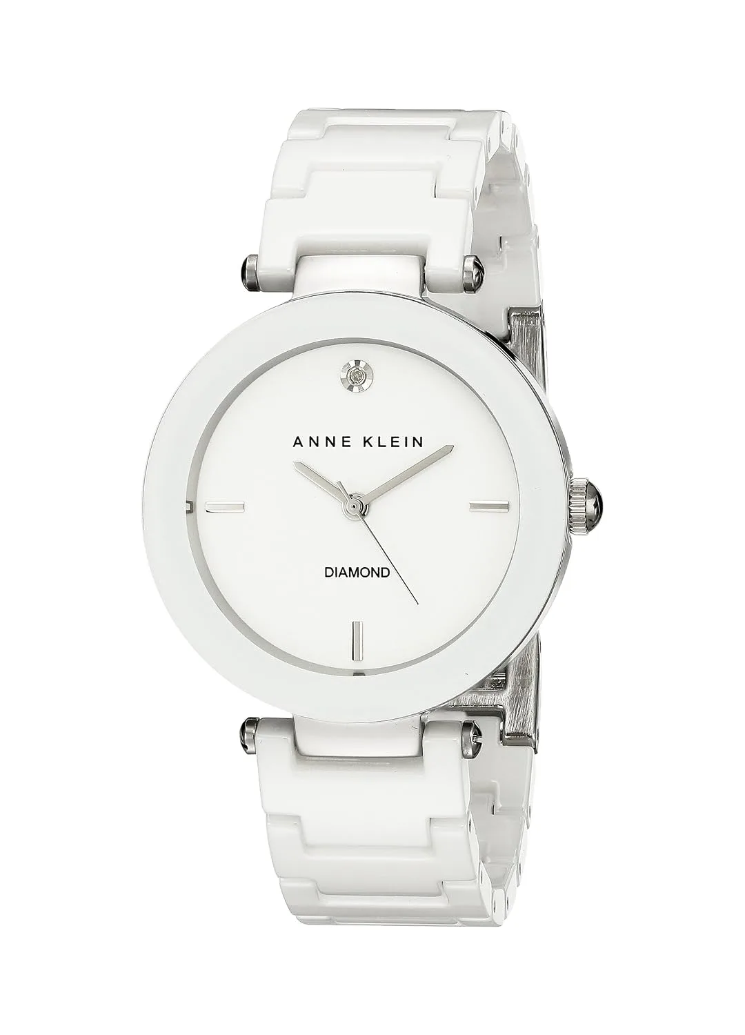 Anne Klein Women's Black Ceramic Bracelet Watch with Diamond Accent