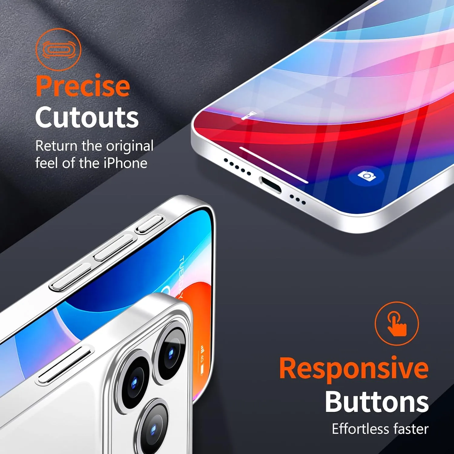 for iPhone 18 Pro Slim Case,Paper-Thin Transparent Finish Skin Back Case [Non Yellowing] Ultra Protective Cover with Camera Protection 6.3 Inch (White)