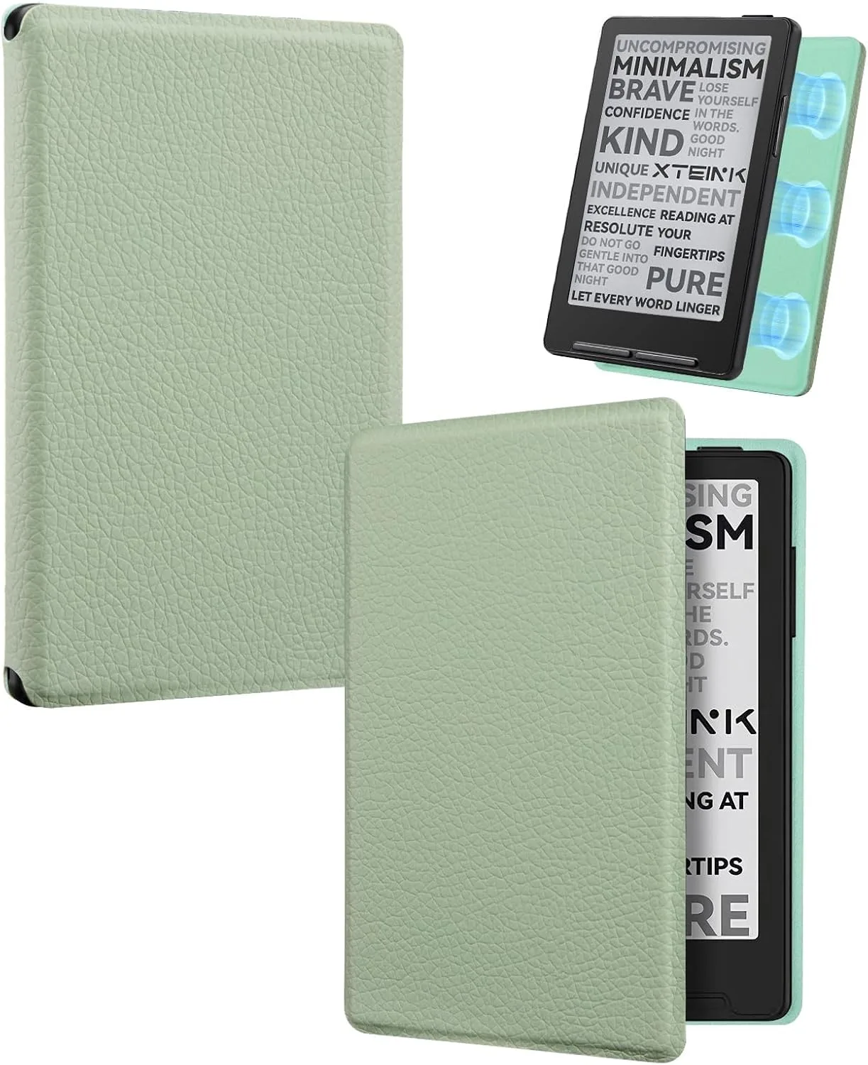 CoBak Magnetic Case for XTEINK X3 eBook Reader, 3.7" Ultra-Lightweight PU Leather Cover(Sage Green)